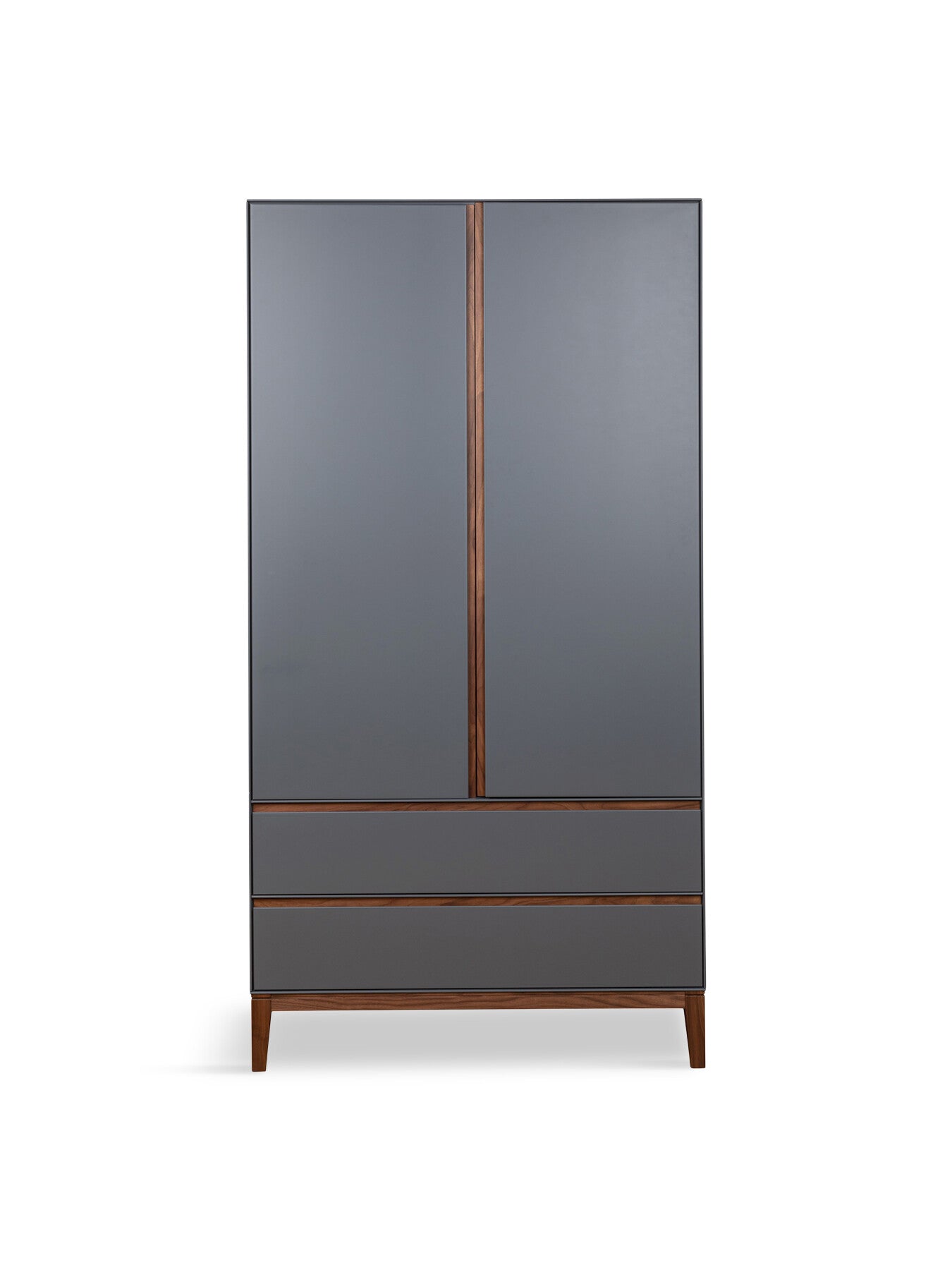 Lars Double Wardrobe Grey/ Walnut