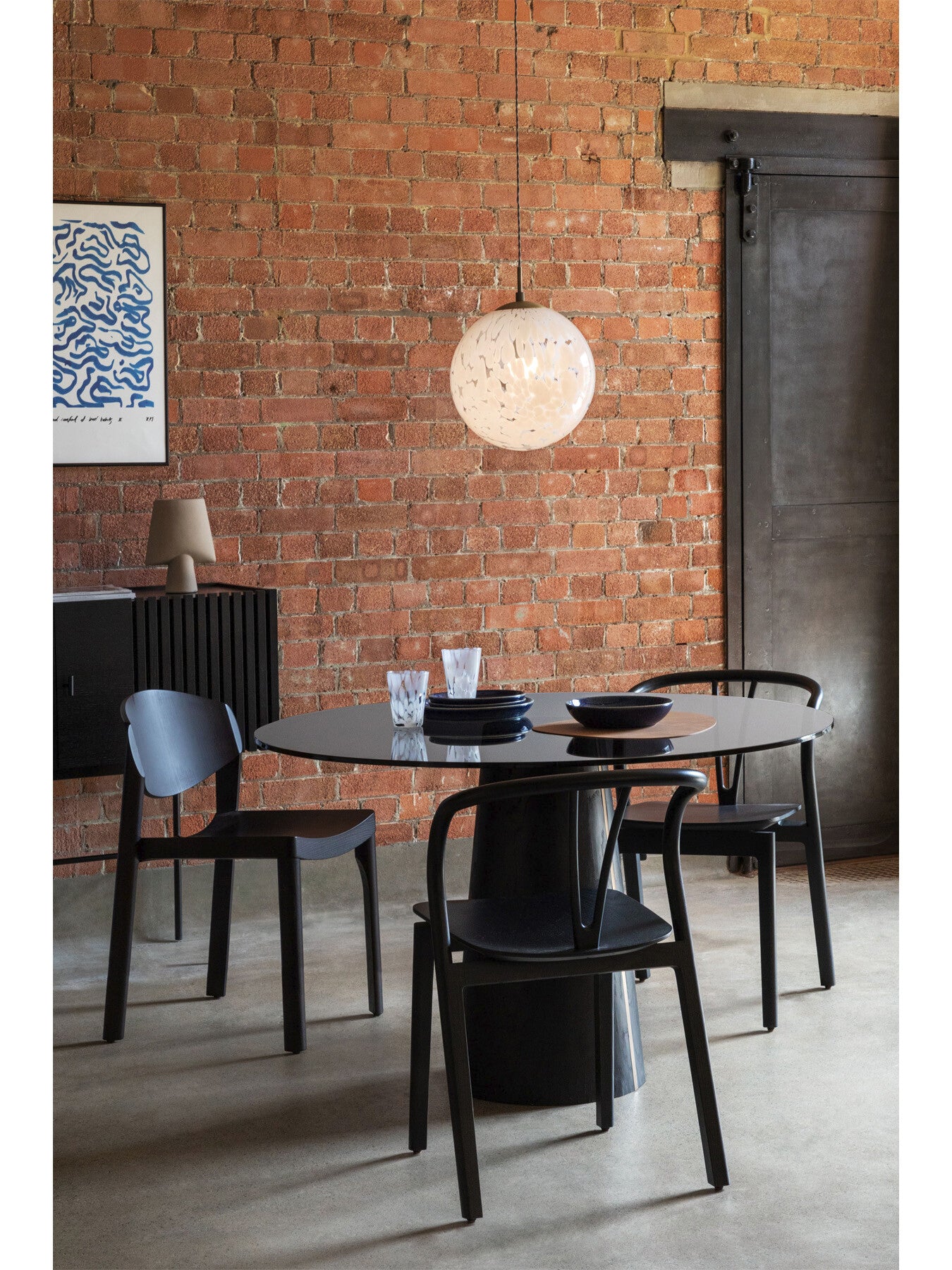 Totem Pedestal Dining Table Glass