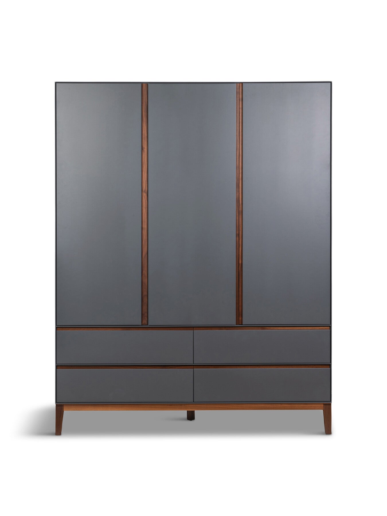 Lars Triple Wardrobe Grey/ Walnut