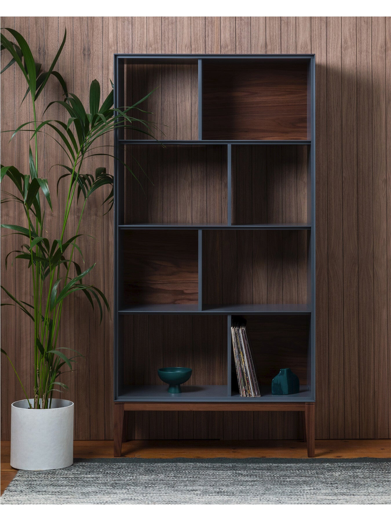 Lars Open Shelving Unit Walnut/ Grey