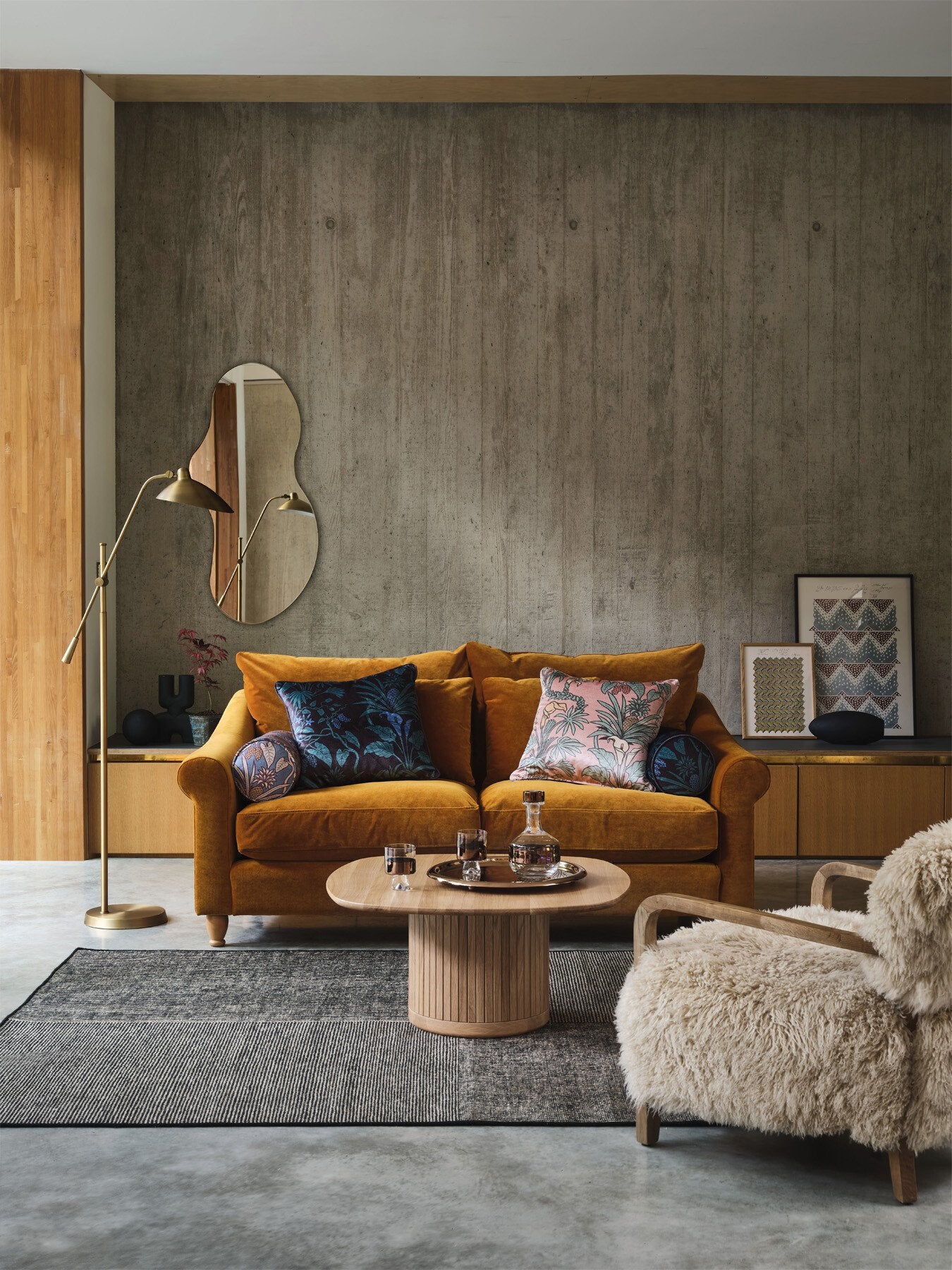 Devon 4 Seater Sofa Smart Luxe Velvet Cognac