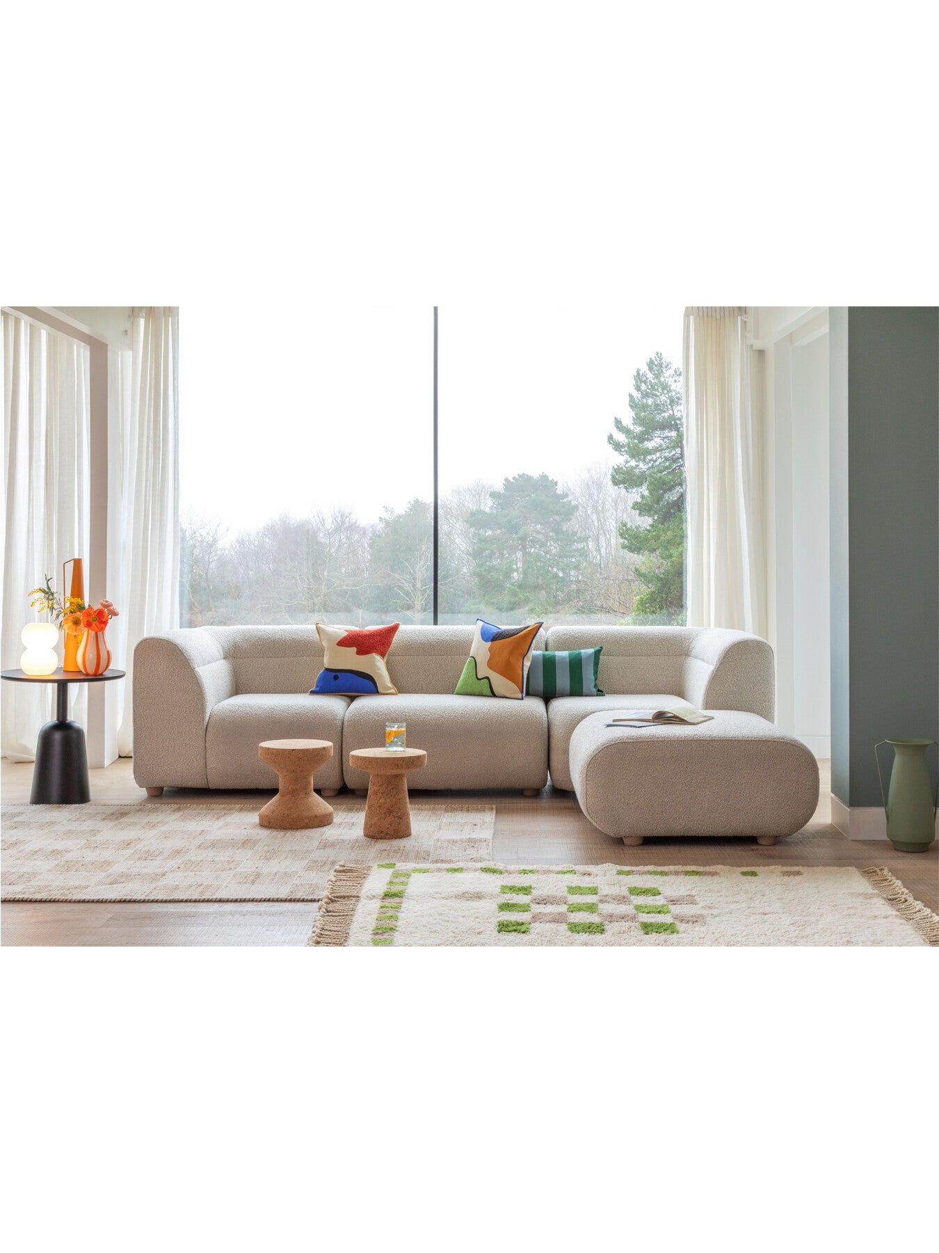 Lilli Left Hand Facing Curved Corner Sofa Chunky Boucle
