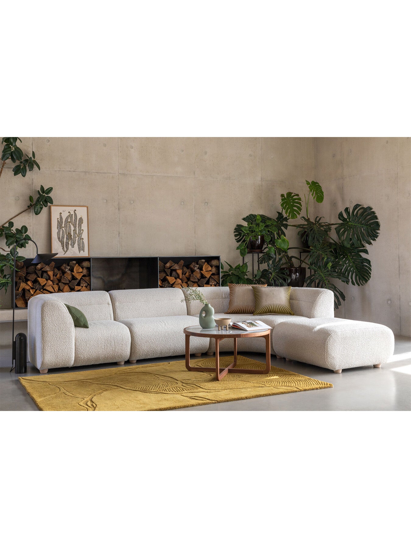 Lilli Left Hand Facing Curved Corner Sofa Chunky Boucle
