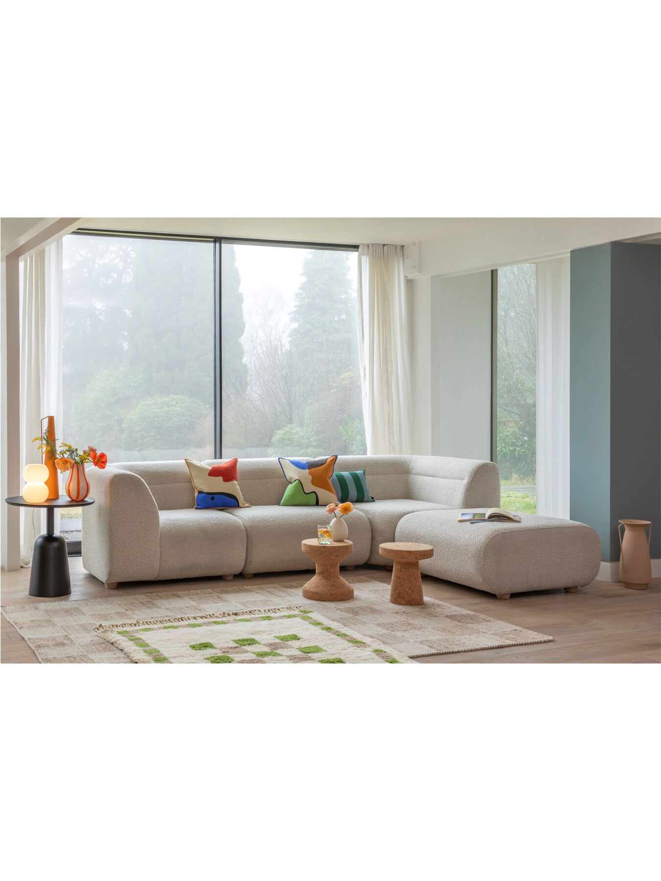 Lilli Left Hand Facing Curved Corner Sofa Chunky Boucle