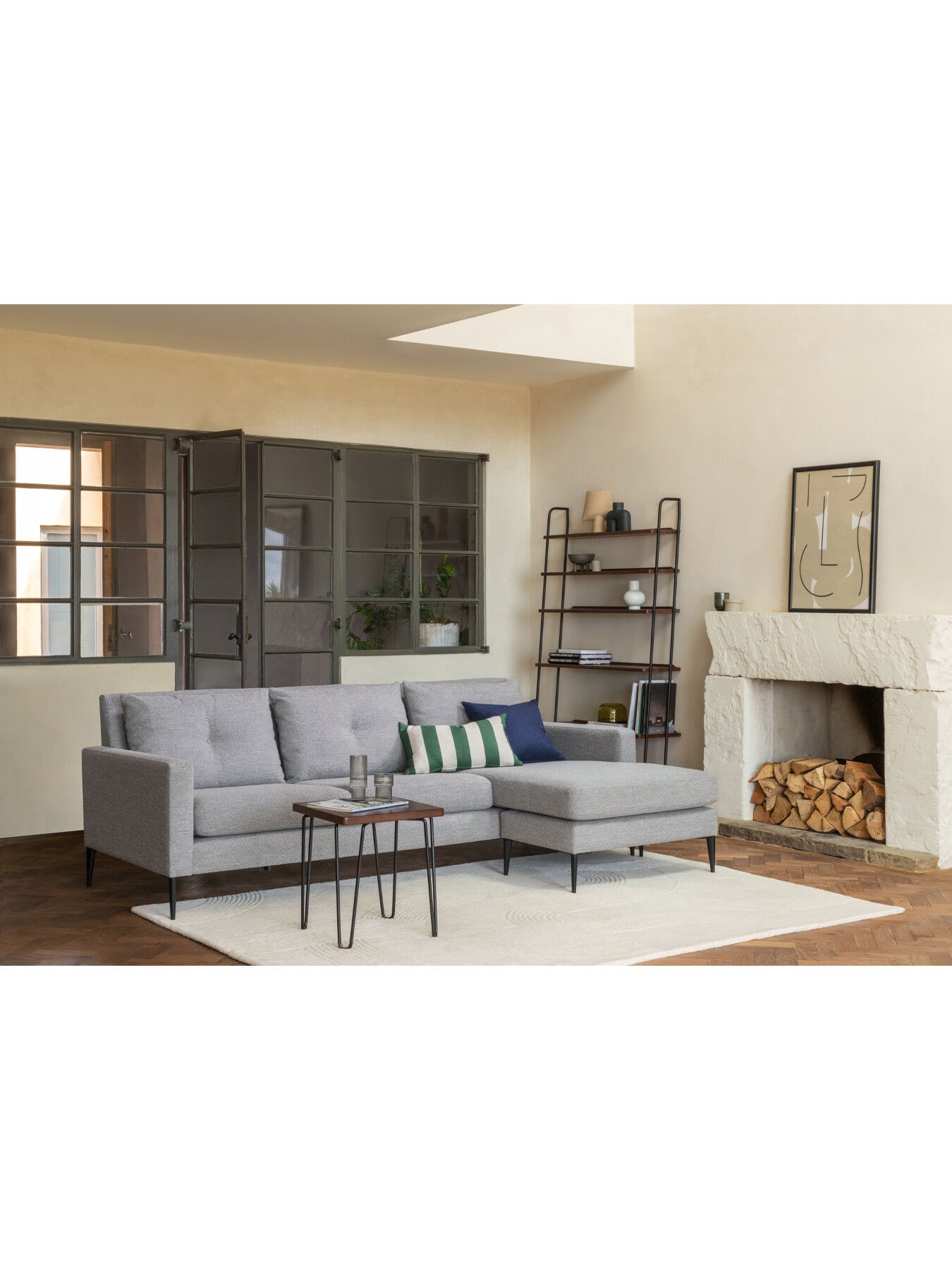 Brunel Corner Chaise Boucle Steel