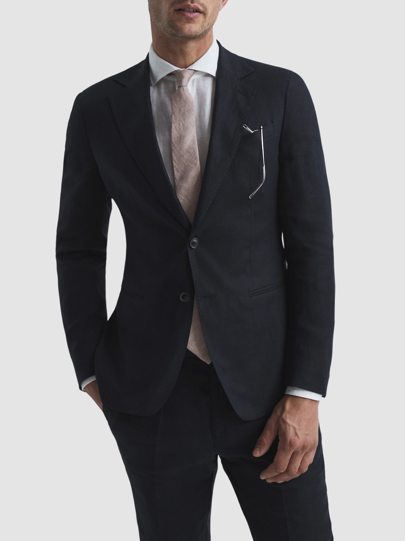 Kin Slim Fit Single Breasted Linen Blazer