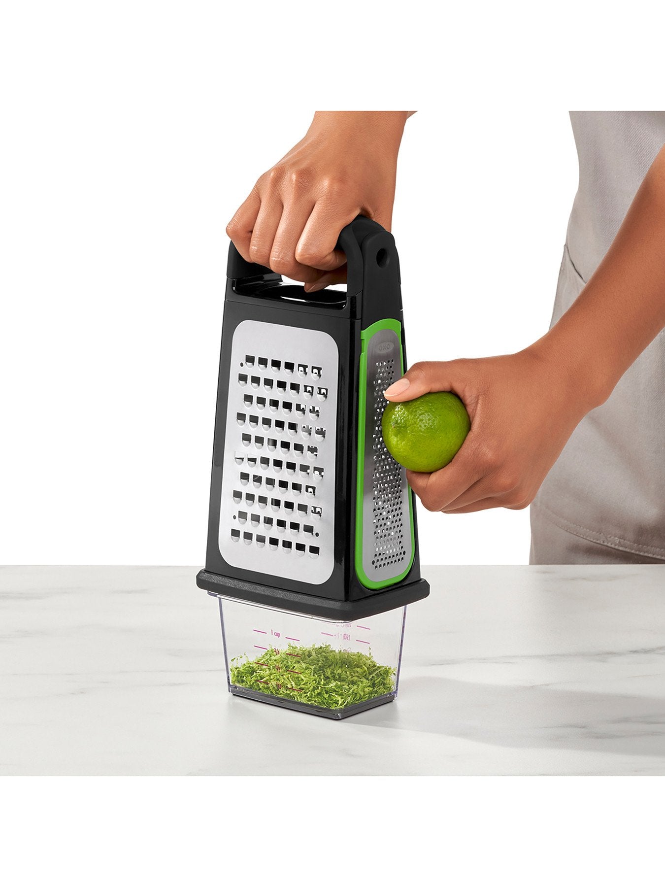 Etched Box Grater with Removable Zester