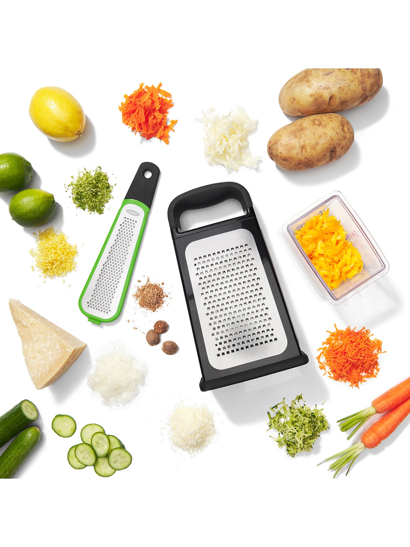 Etched Box Grater with Removable Zester