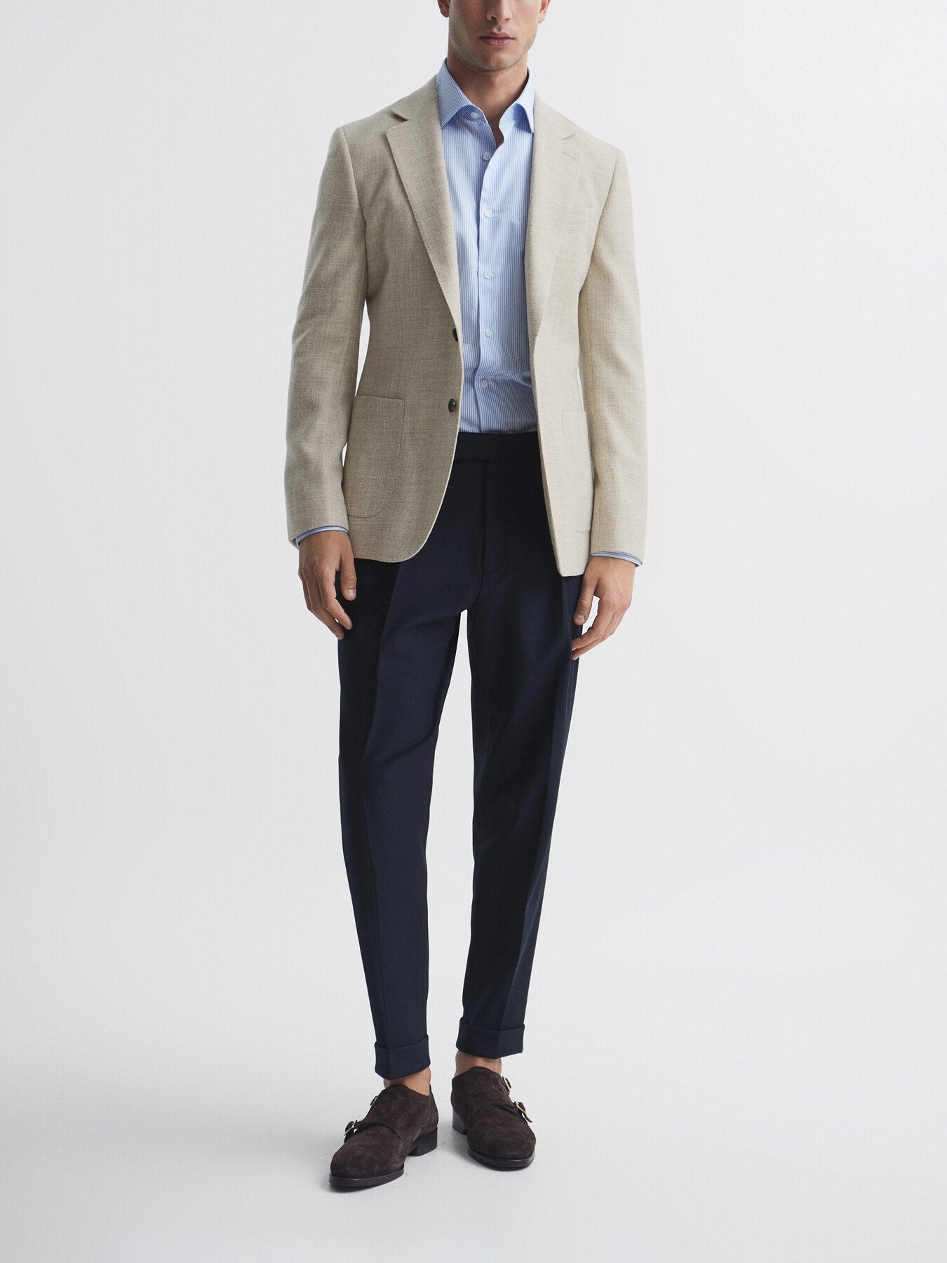 NaturalAttire Slim Fit Textured Wool Blend Blazer