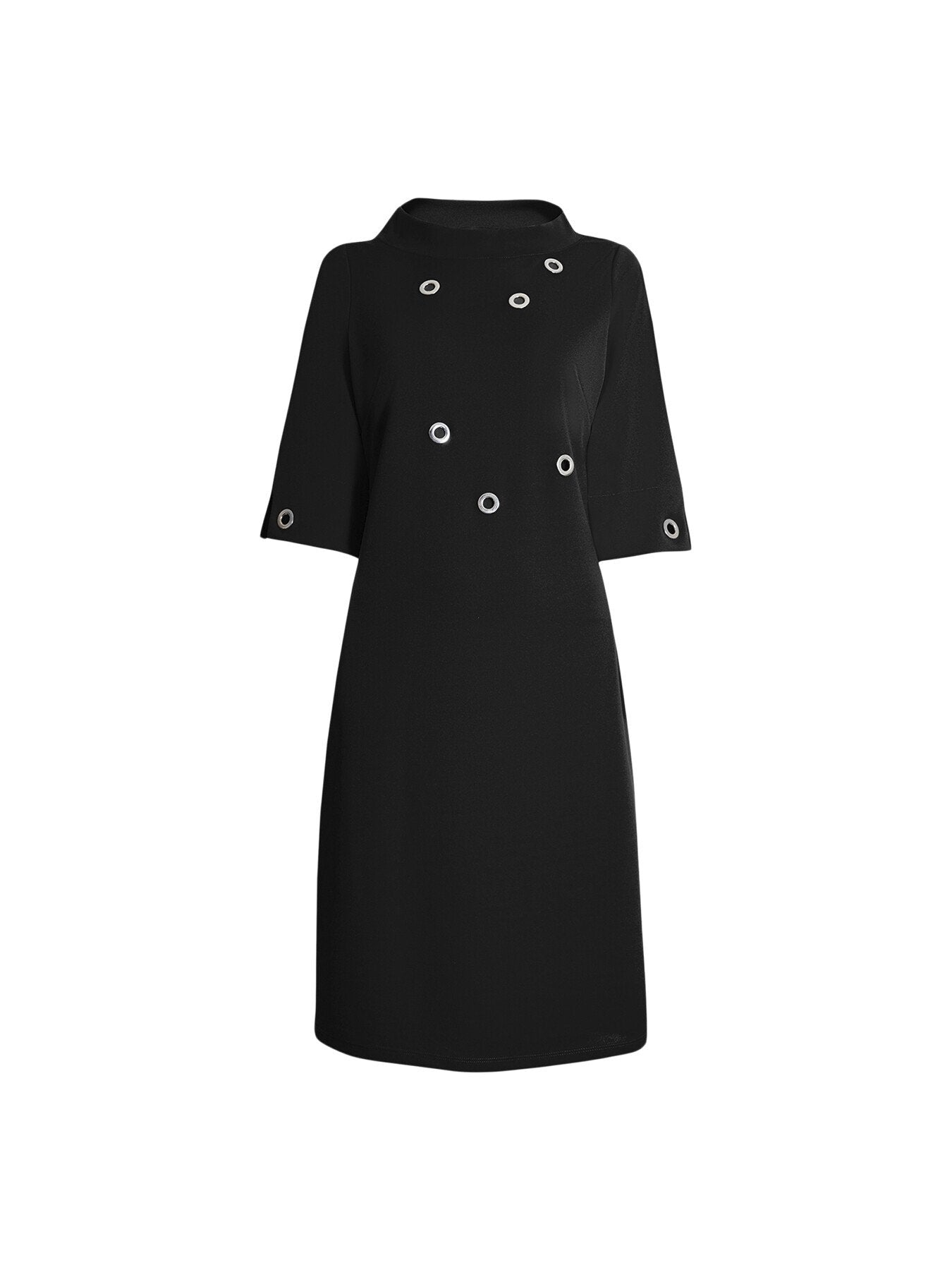 Eyelet High Collar Dress