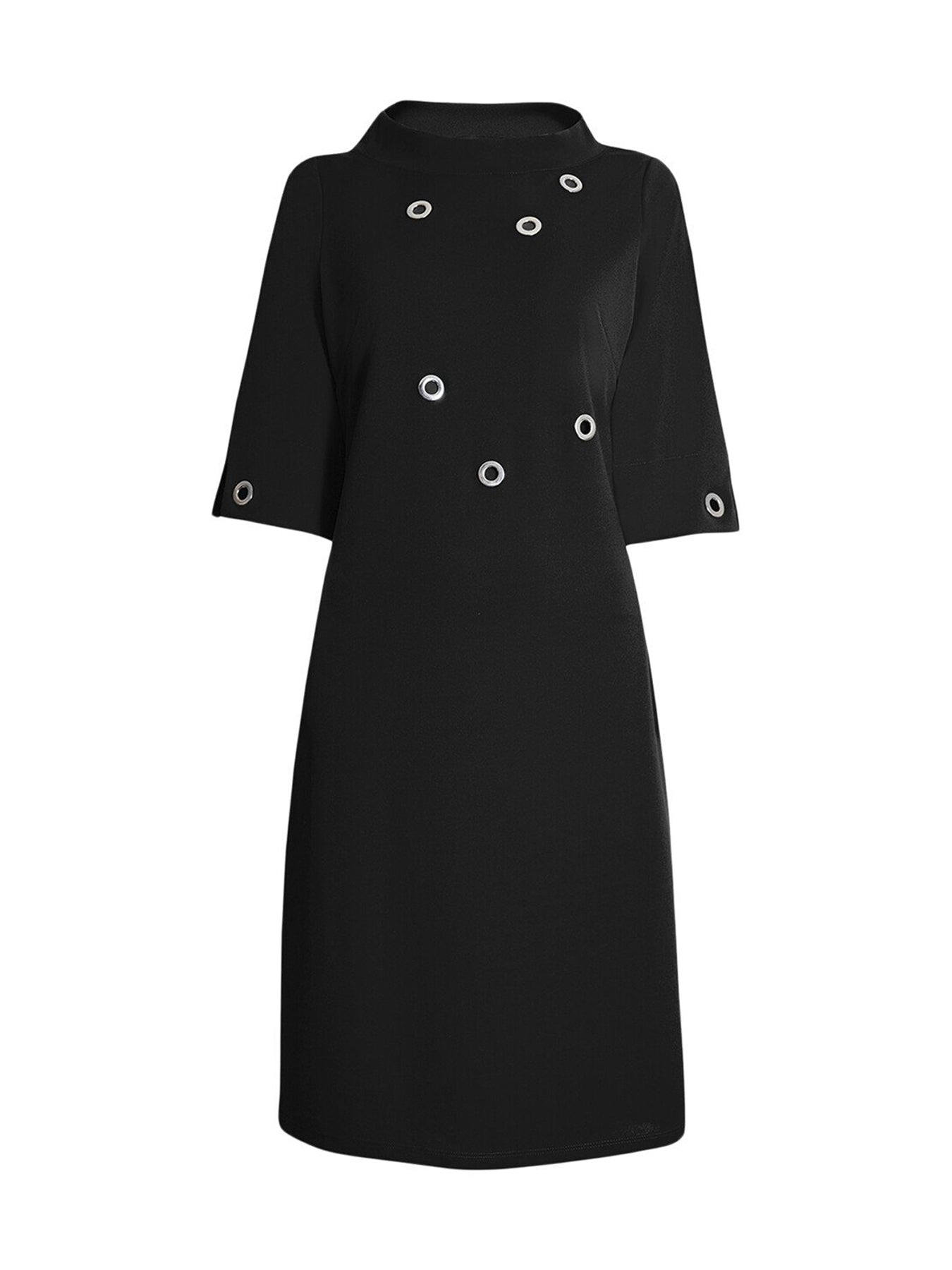 Eyelet High Collar Dress