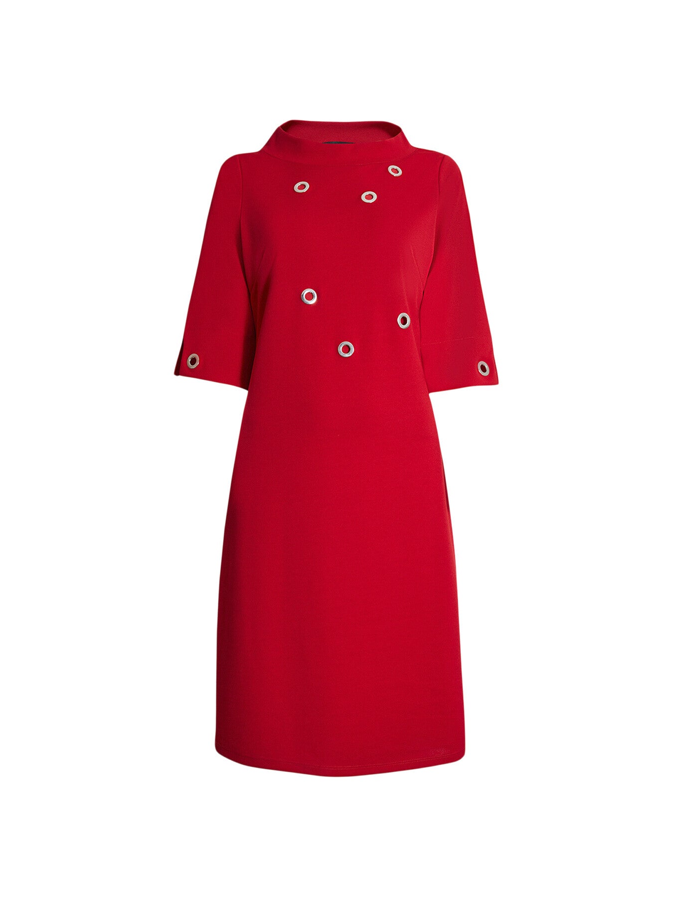 Eyelet High Collar Dress