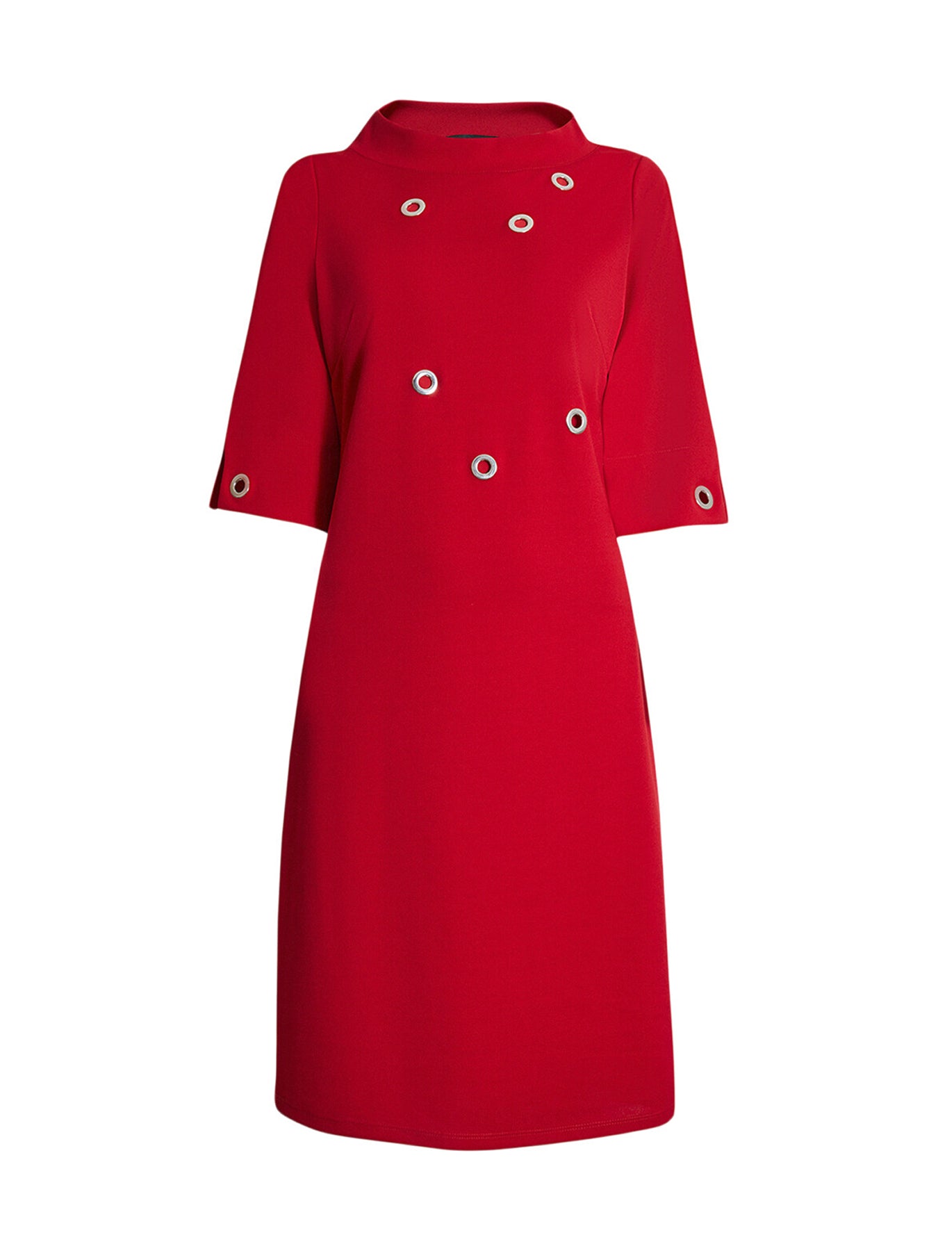 Eyelet High Collar Dress