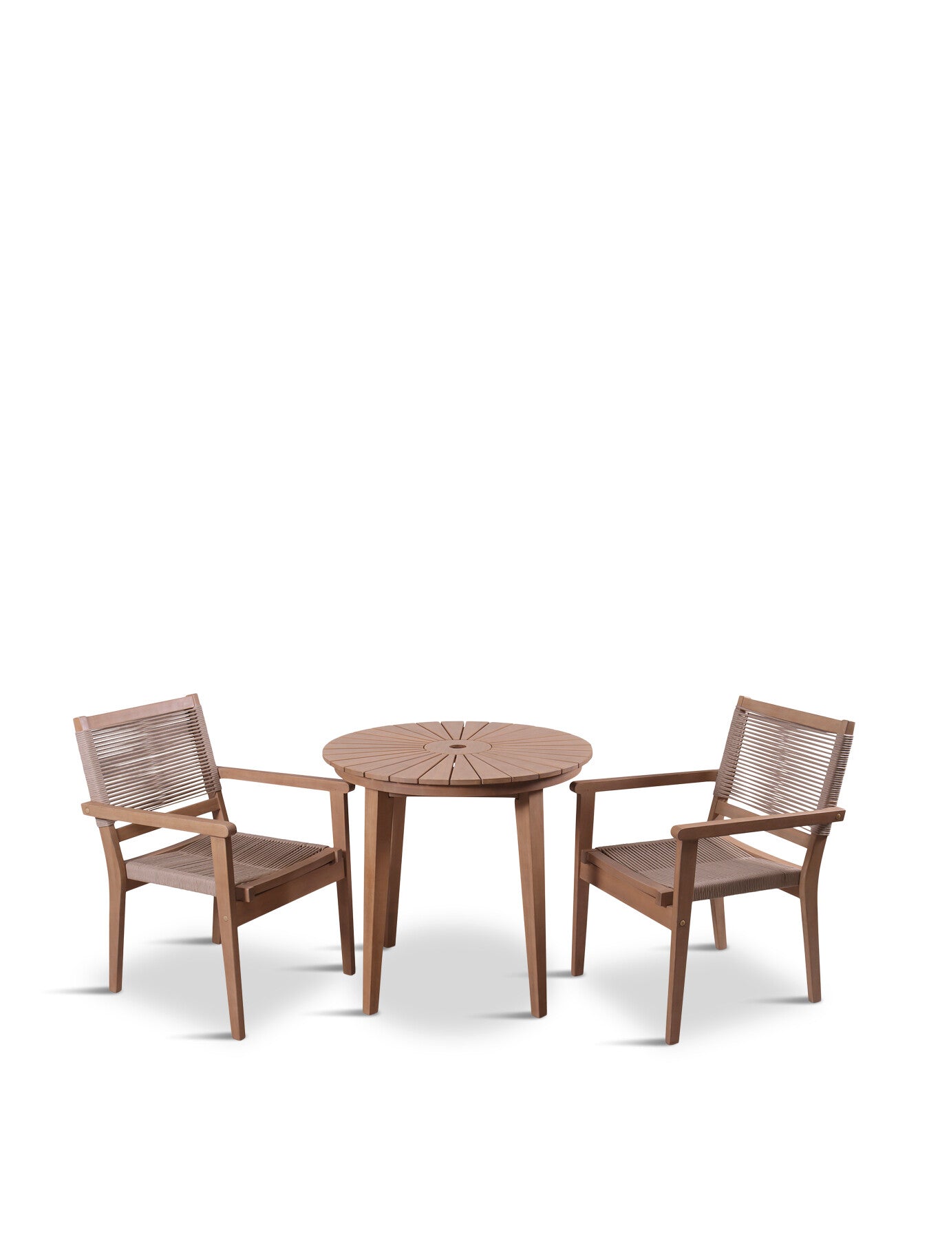 Roma Bistro Dining Set with Rope Stacking Chairs Nat