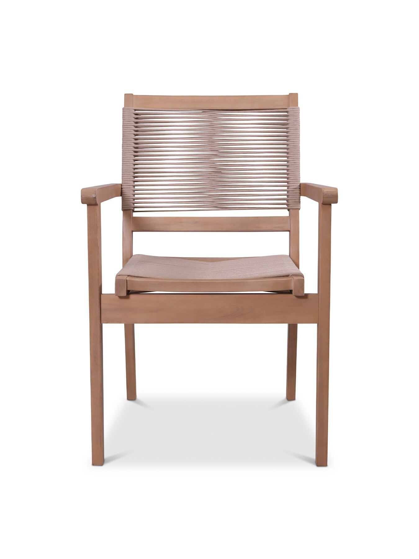 Roma Bistro Dining Set with Rope Stacking Chairs Nat