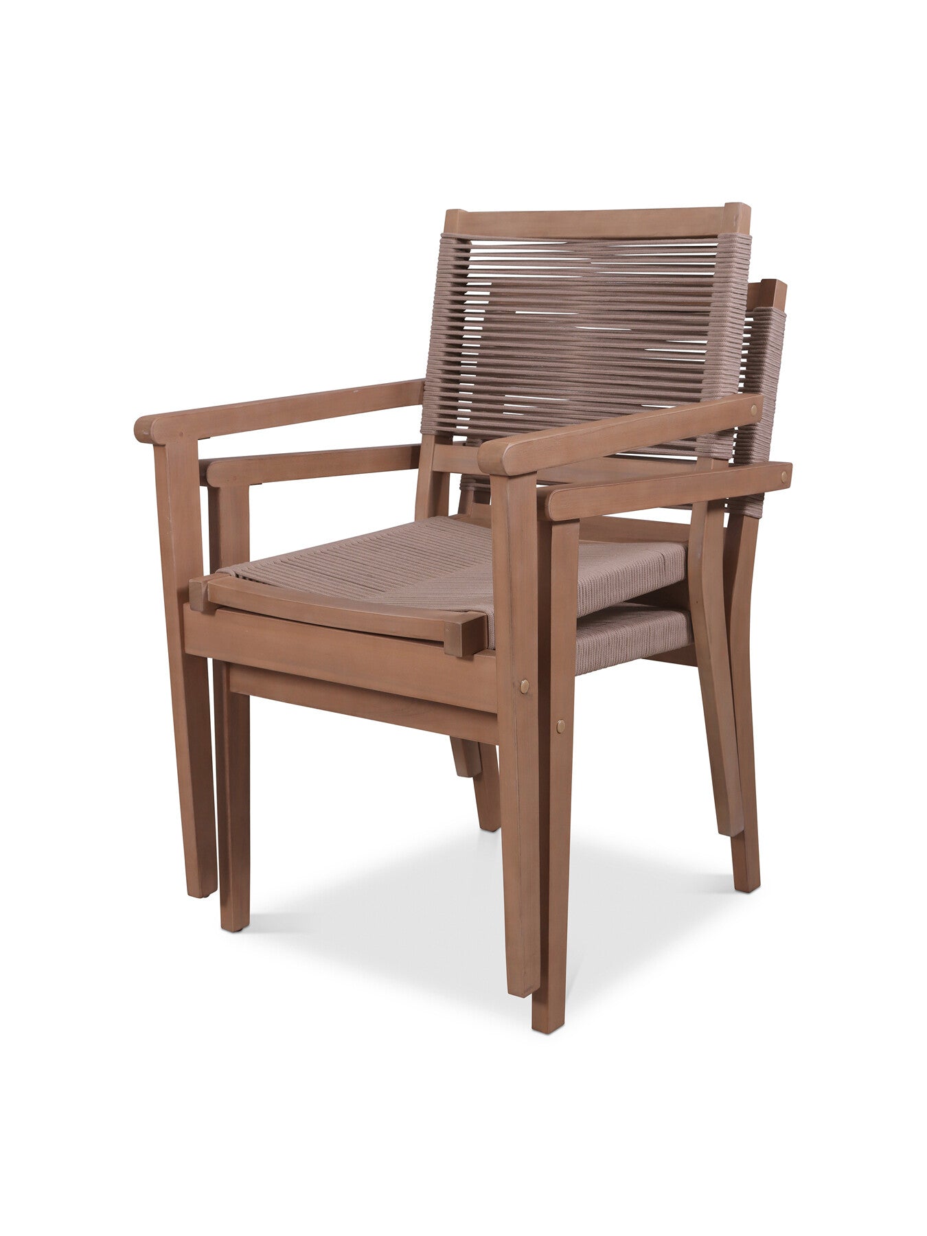Roma Bistro Dining Set with Rope Stacking Chairs Nat