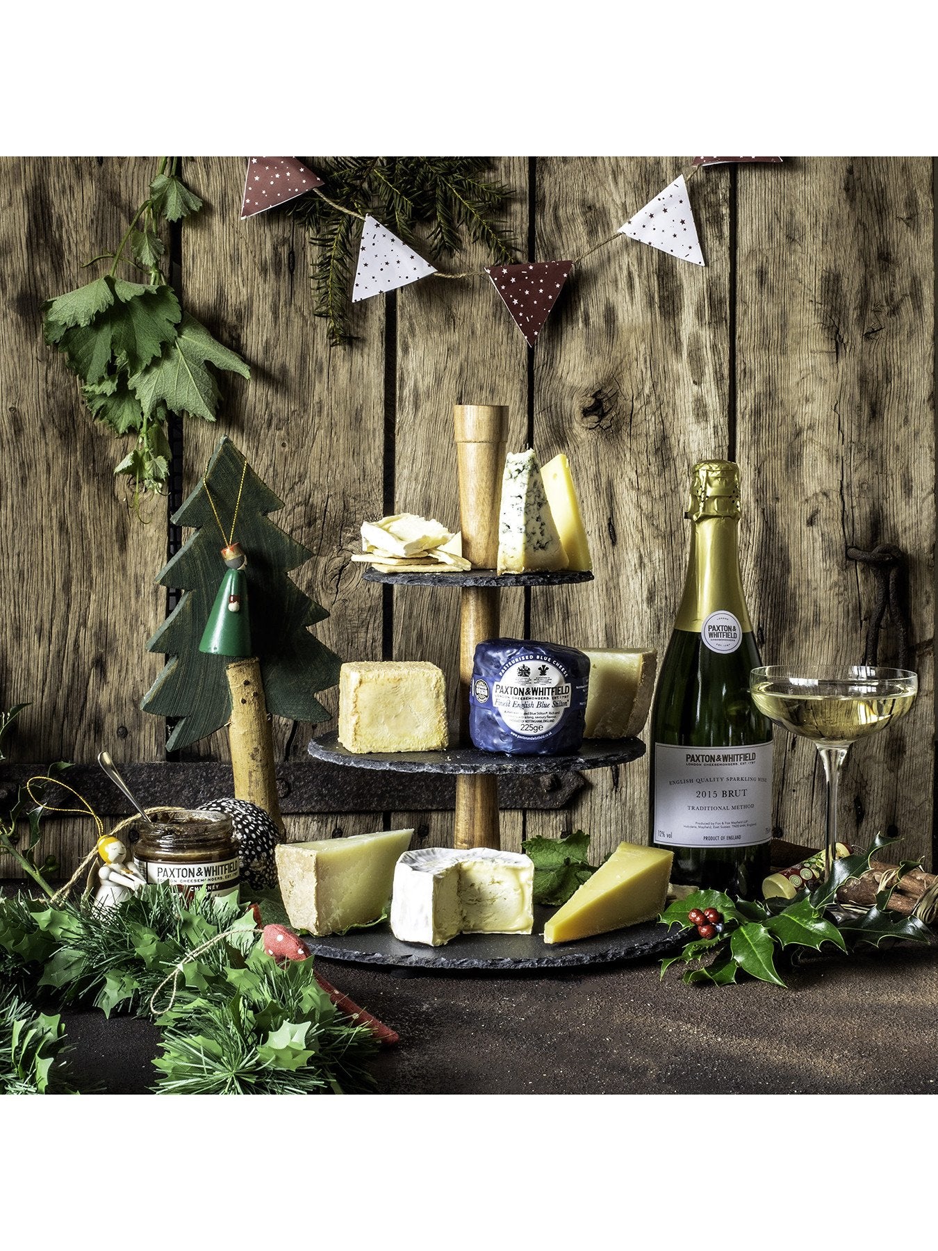 Slate Wood Cheese Serving Tower