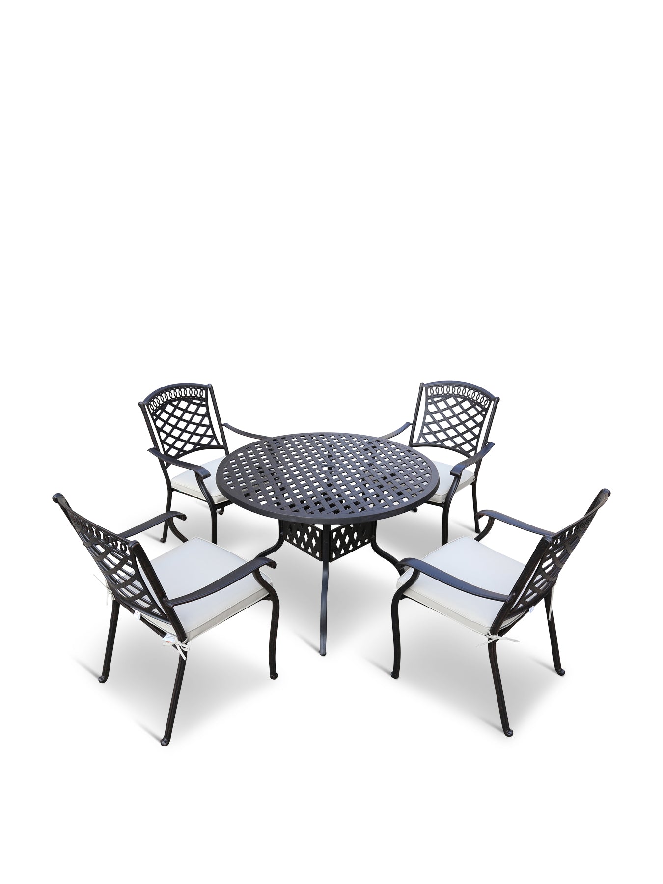 Pescara 4 Seat Round Table Dining Set with Parasol
