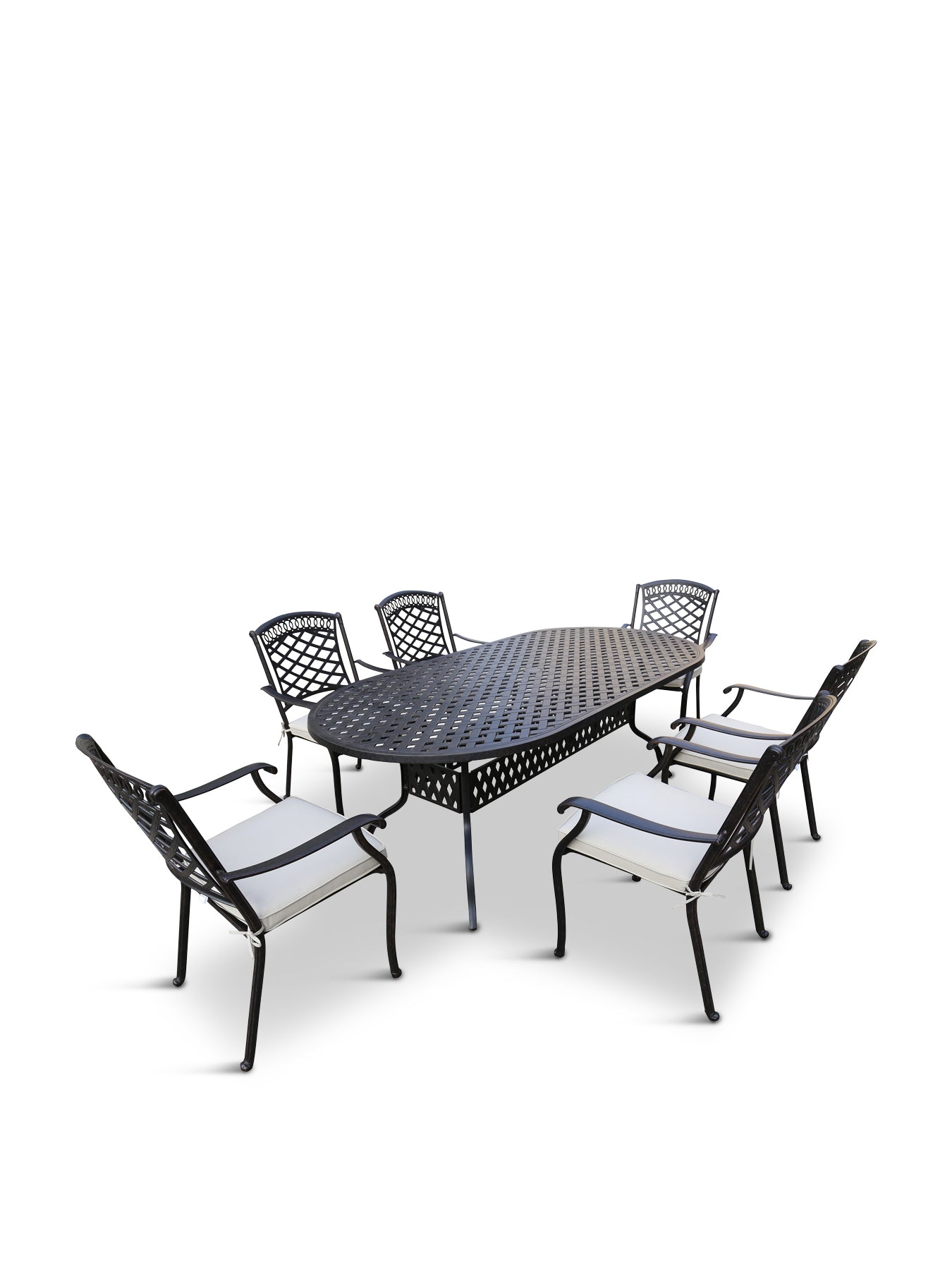 Pescara 6 Seat Oval Table Dining Set with Parasol