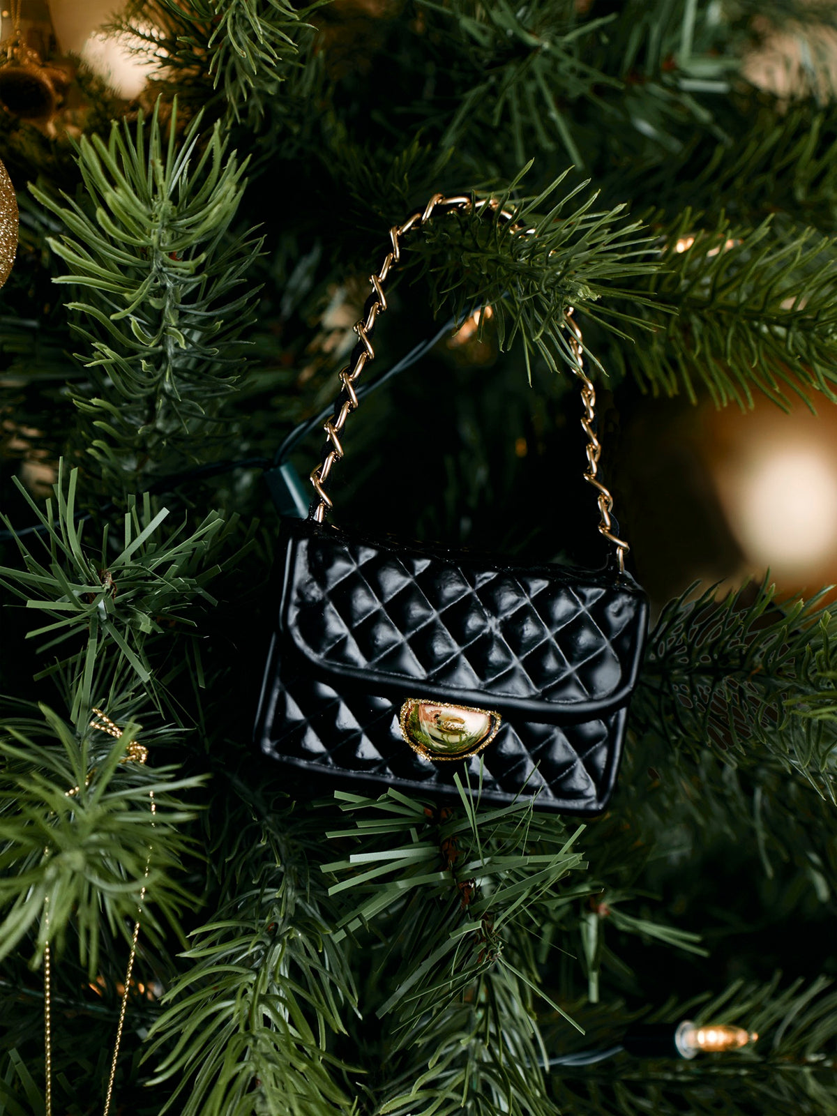Glass Black Fashion Bag Christmas Ornament