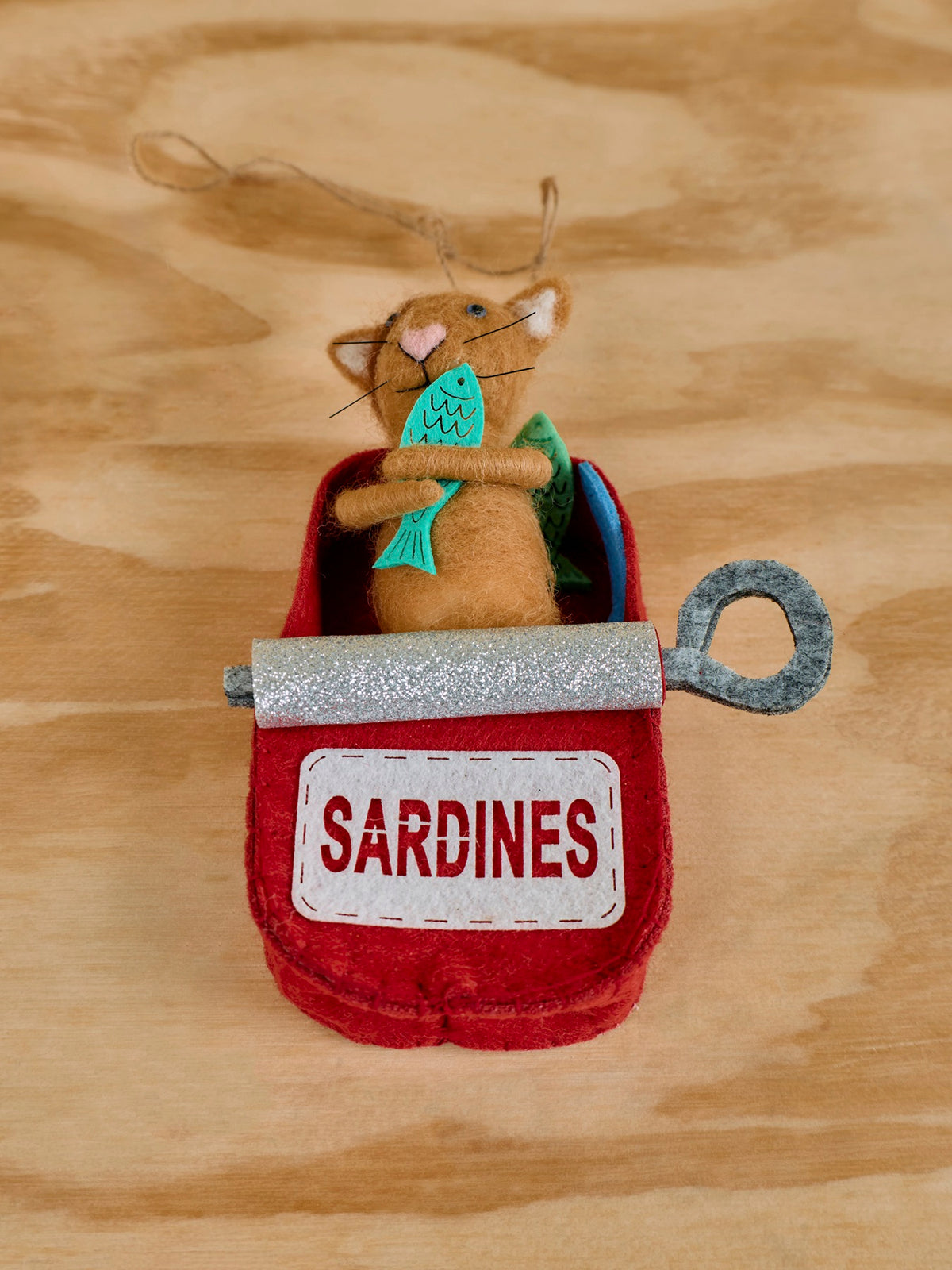 Cat In A Sardine Tin Felt Christmas Decoration