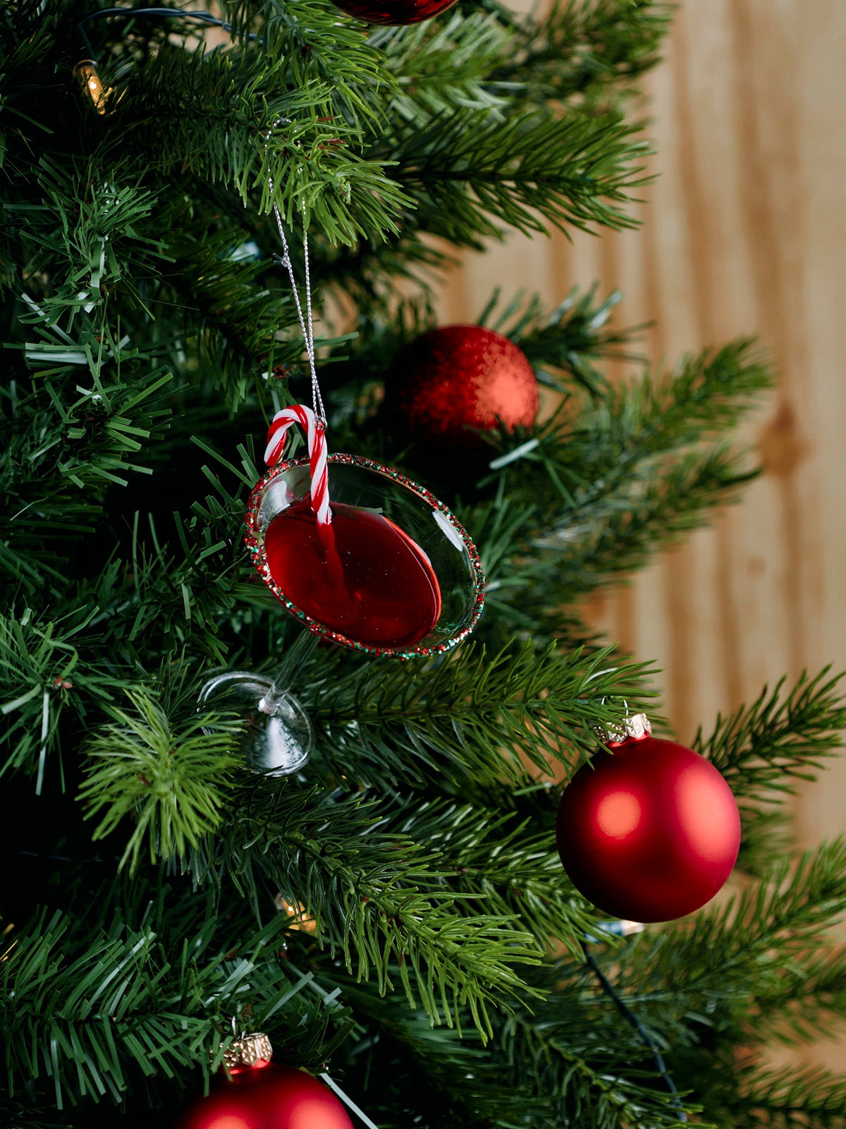 Candy Cane Martini Glass Christmas Hanging Decoration