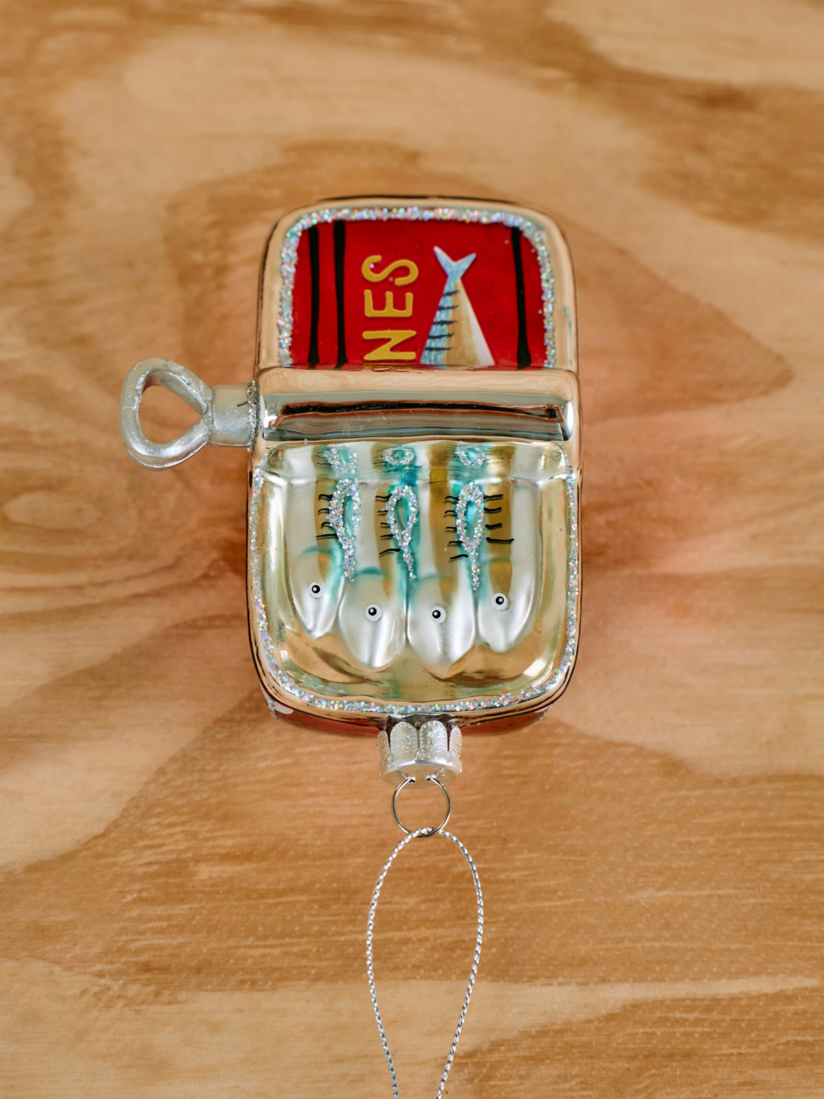 Tin of Sardines Glass Hanging Christmas Decoration
