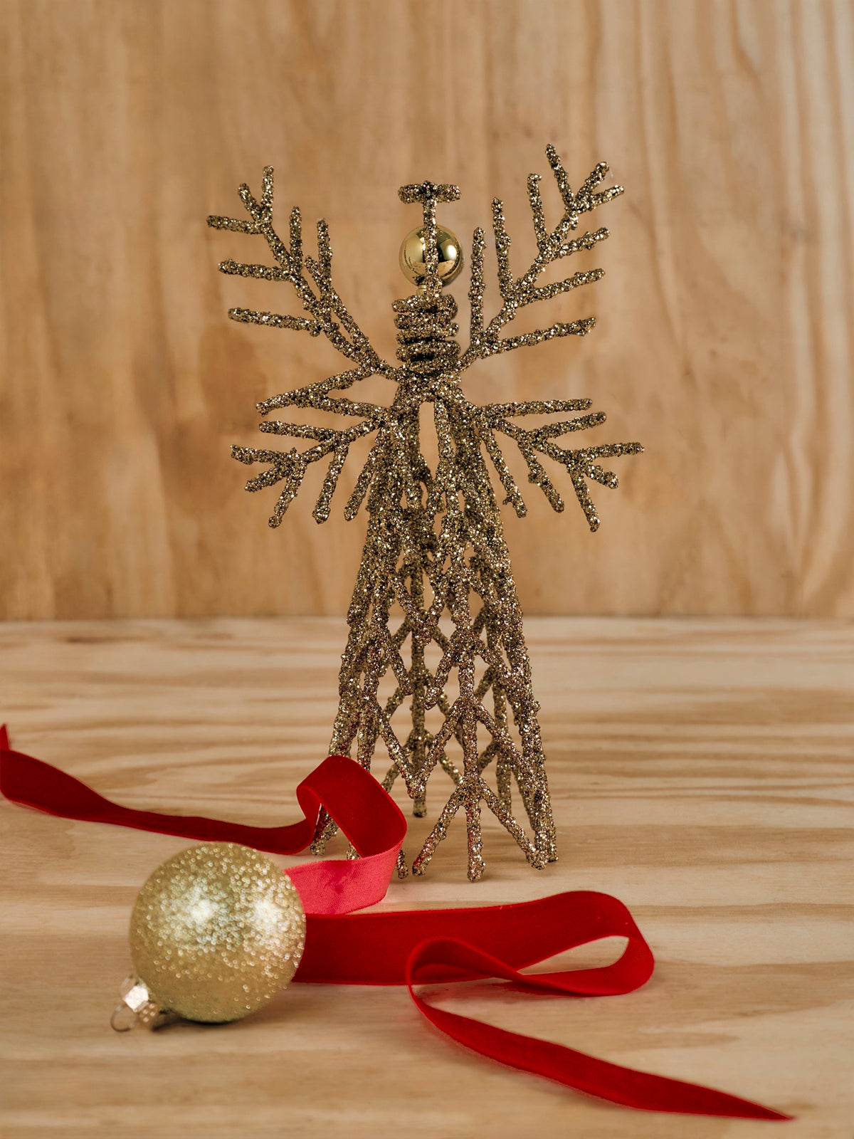 Wire Angel Tree Topper 32cm - Gold