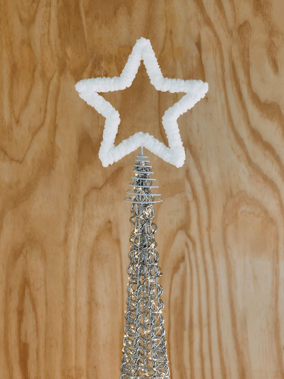 Fluffy Star Tree Topper 32cm - White