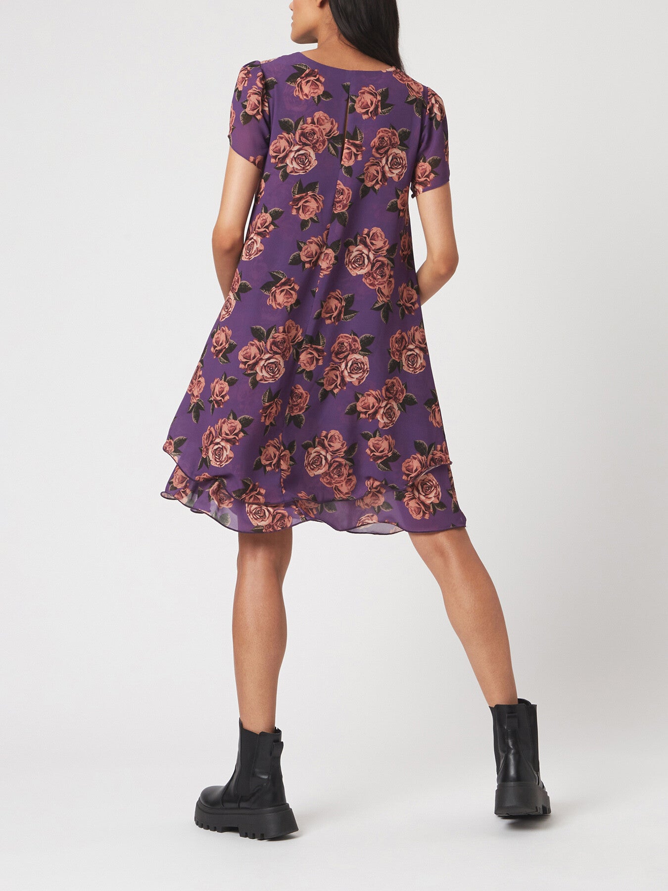 Petal Sleeve Wave Hem Dress