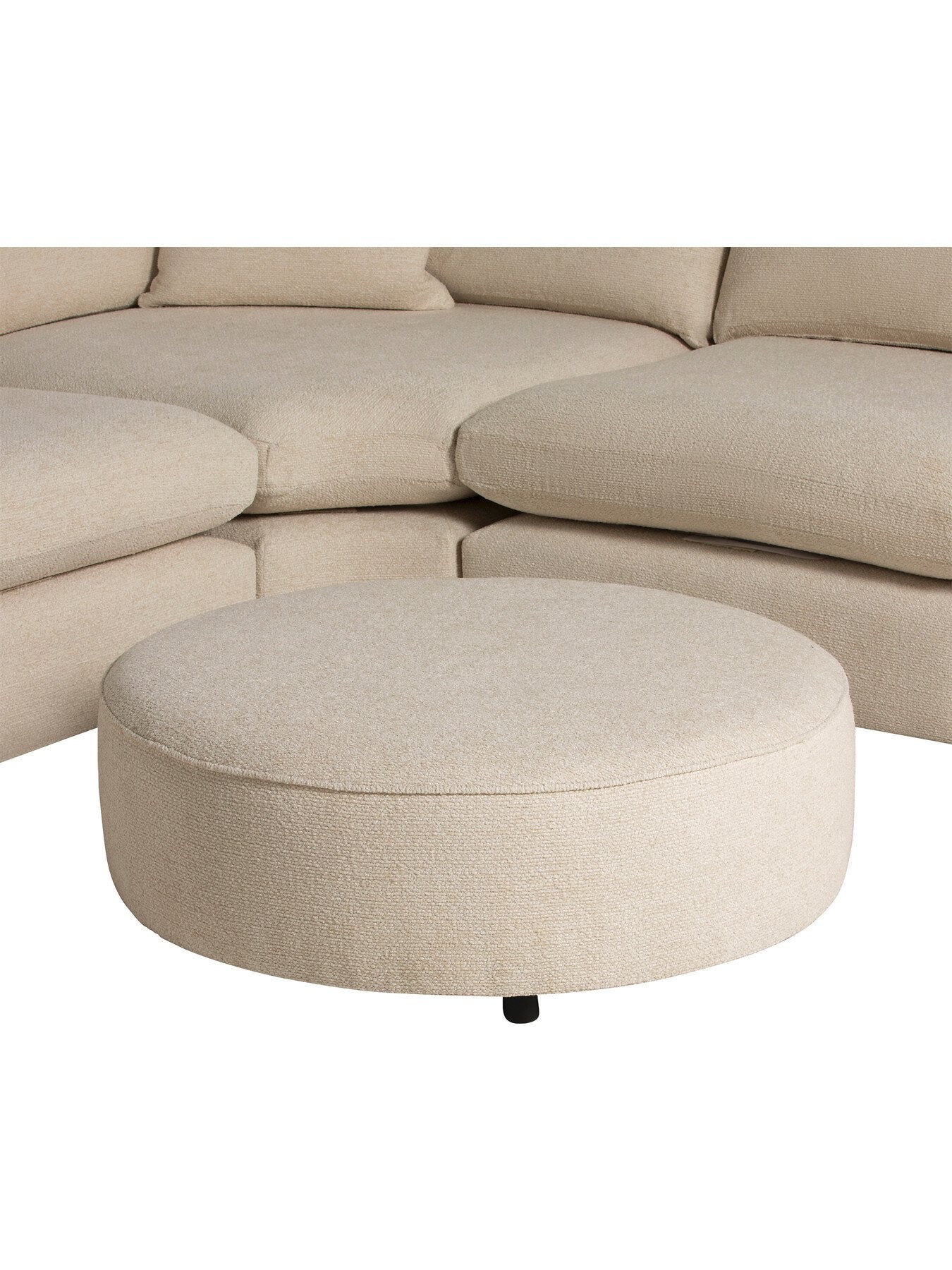 Neutral Round Fabric Footstool