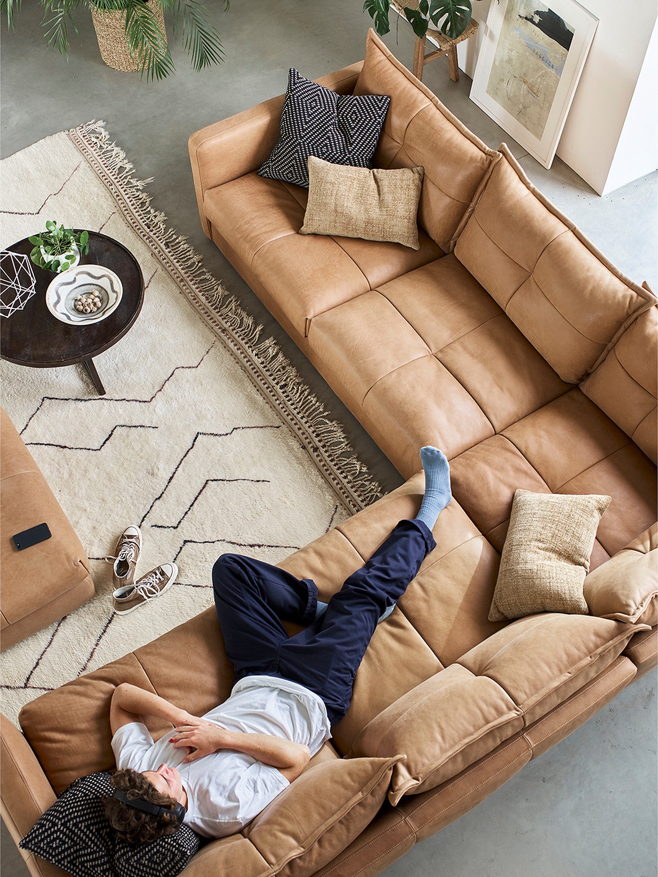 Tod Modular 3 Corner Sofa Open End Stool in Soul Camel