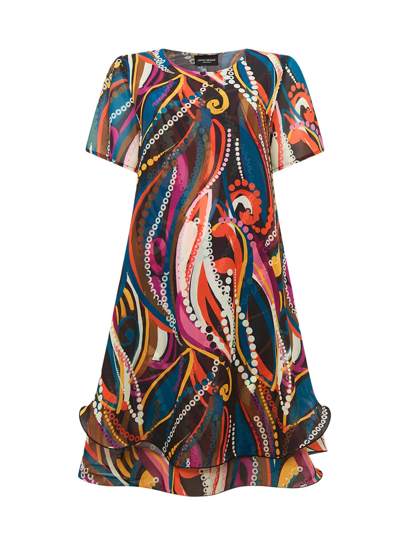 Abstract Print Wave Hem Dress