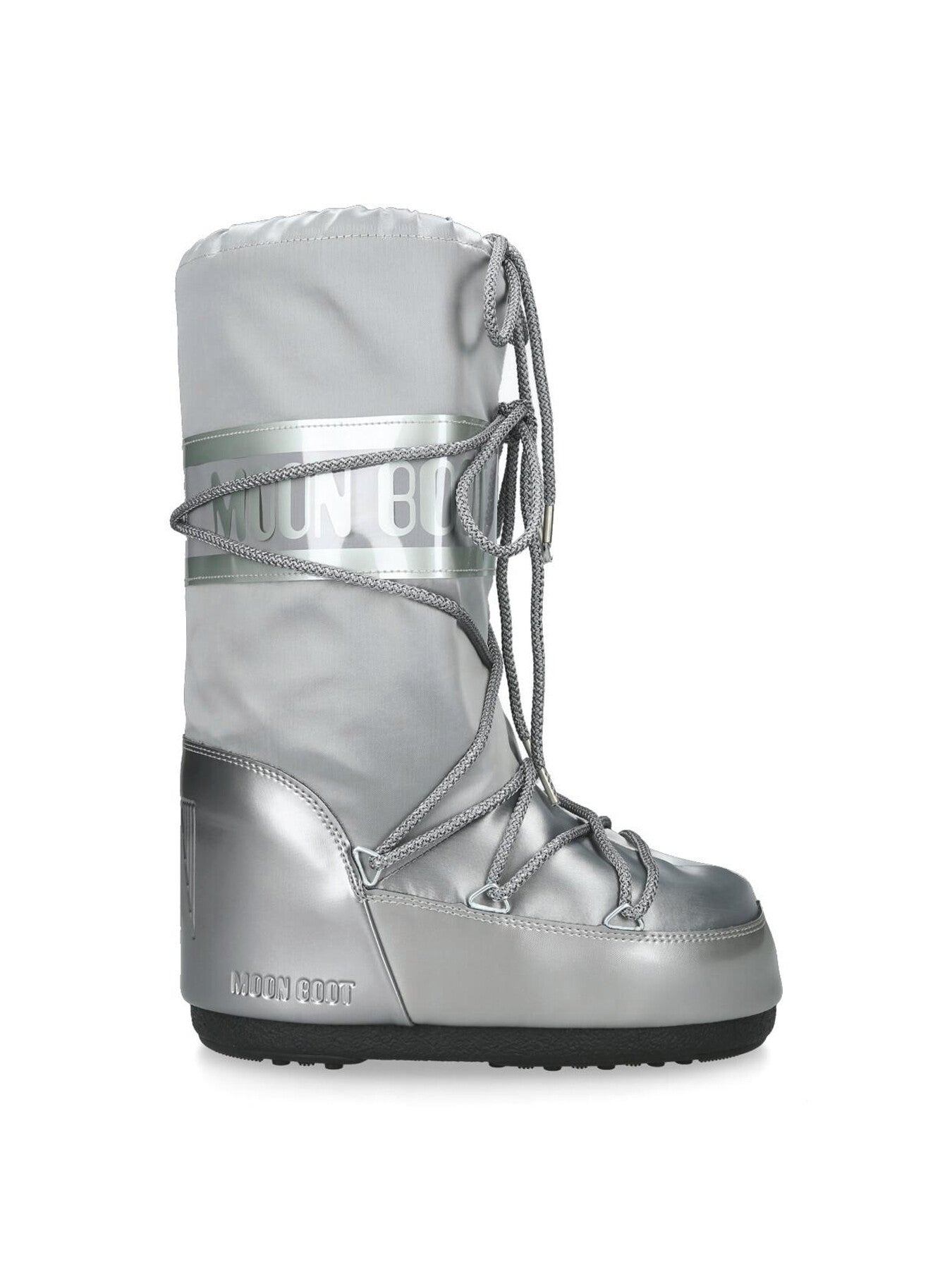 Icon Glance Satin Knee High Boots Silver