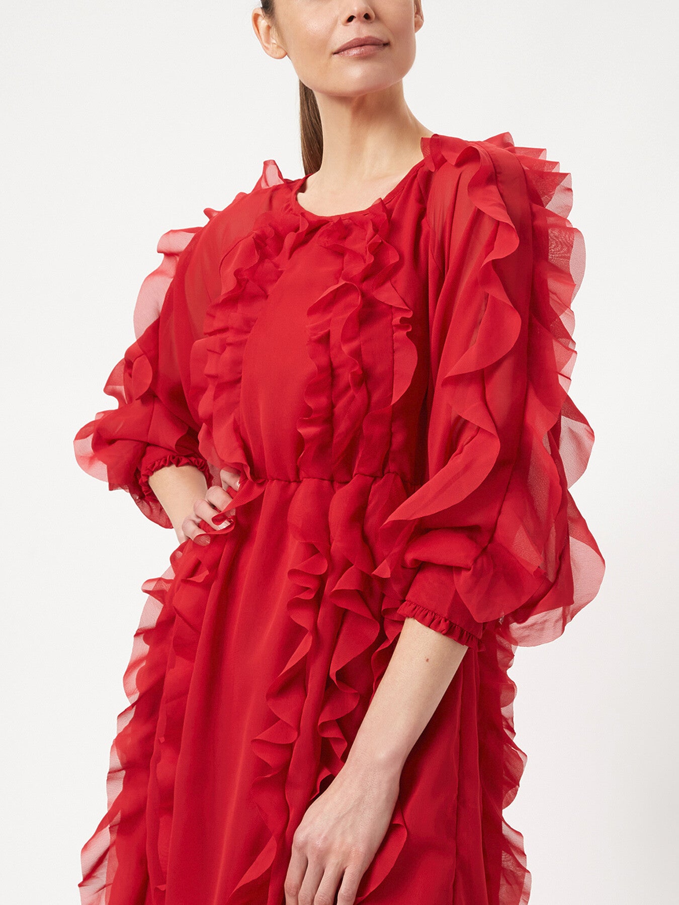Ruffle Chiffon Maxi Dress