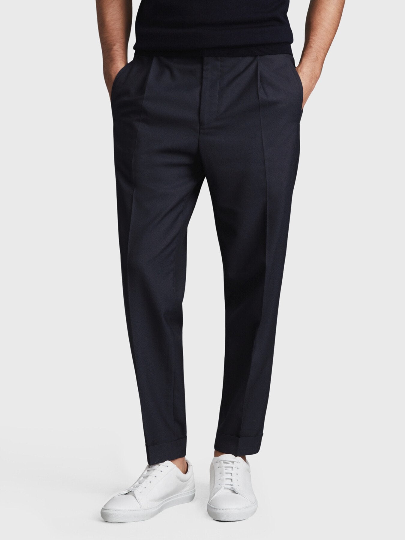 Navy BlueBrighton Relaxed Rolled Hem Trousers