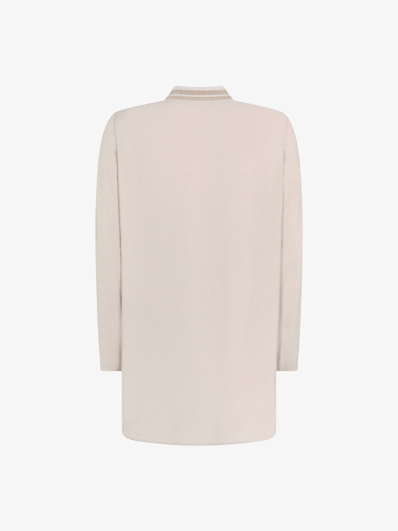 Beige Metallic V-Neck Top