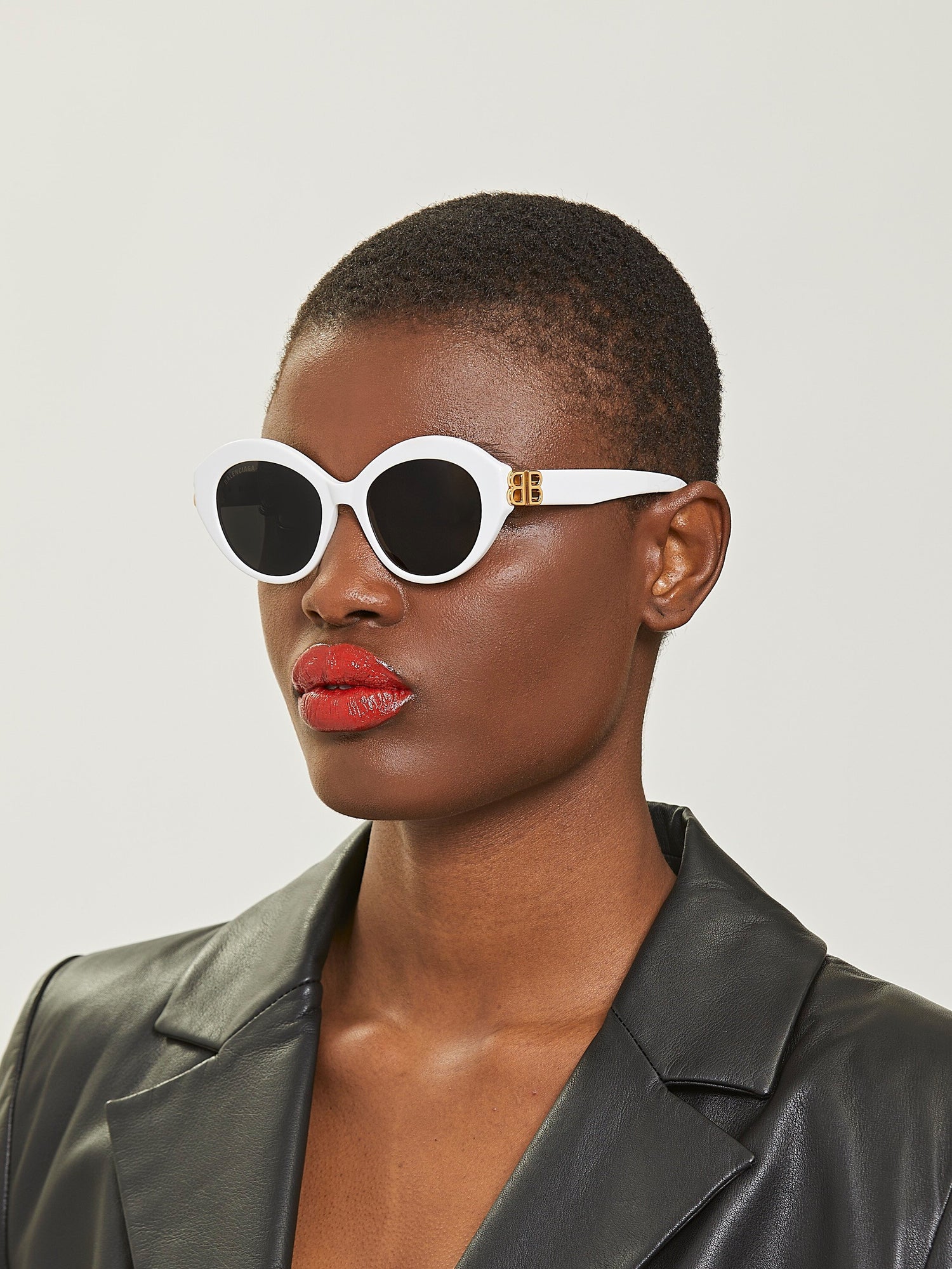 Round Logo Arm Acetate Sunglasses