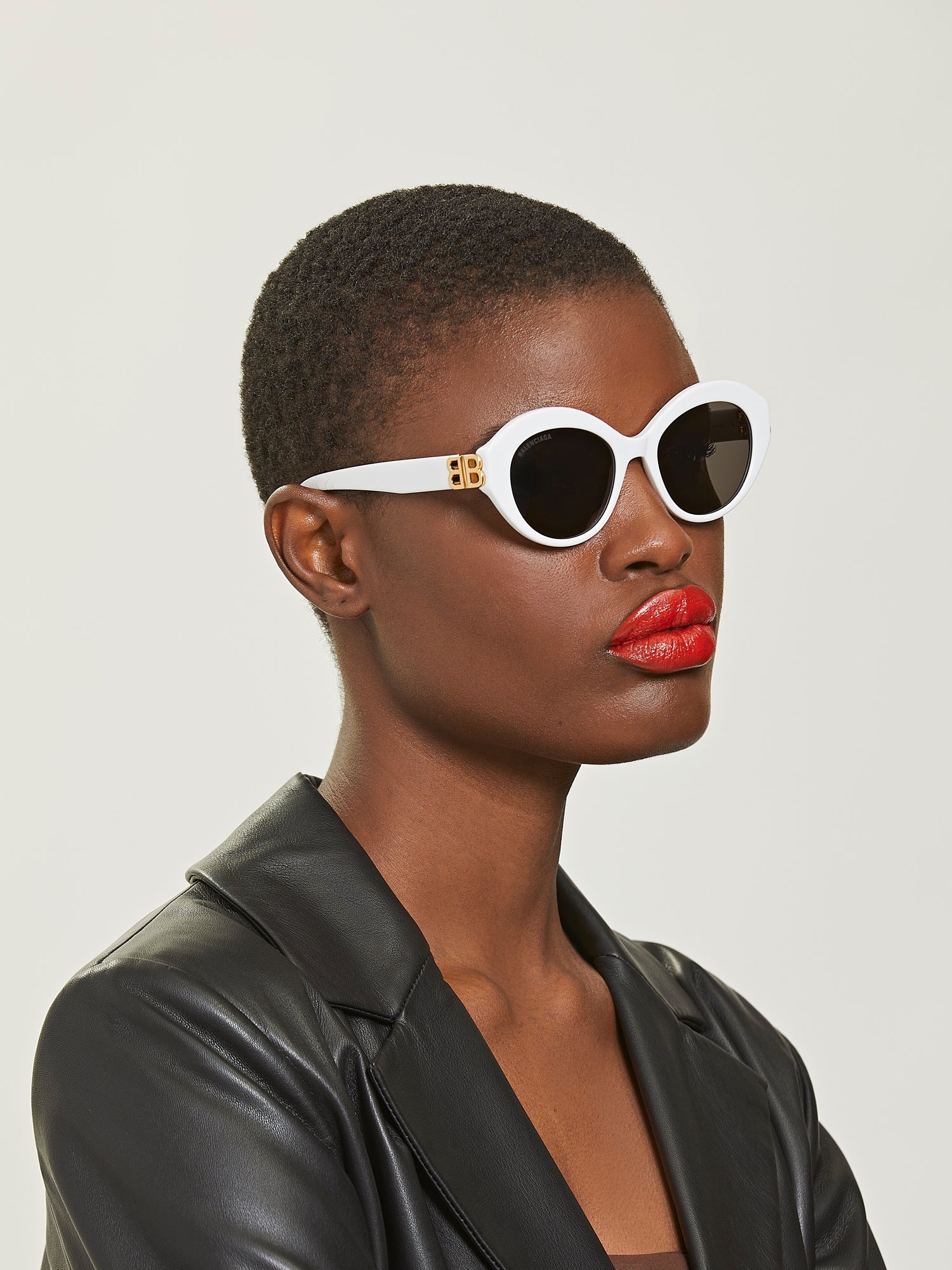 Round Logo Arm Acetate Sunglasses