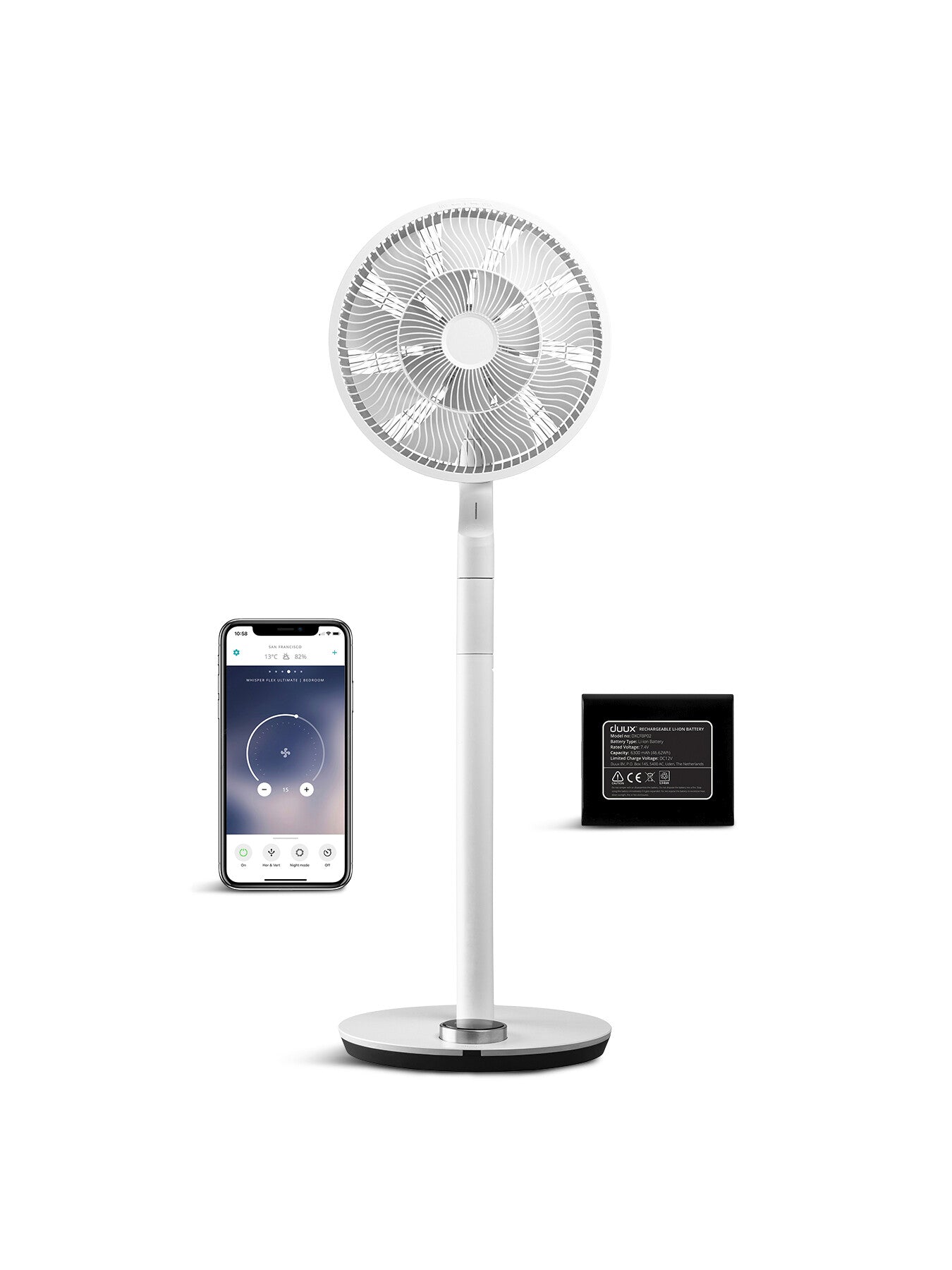 Whisper Flex Ultimate Fan White and Battery Pack