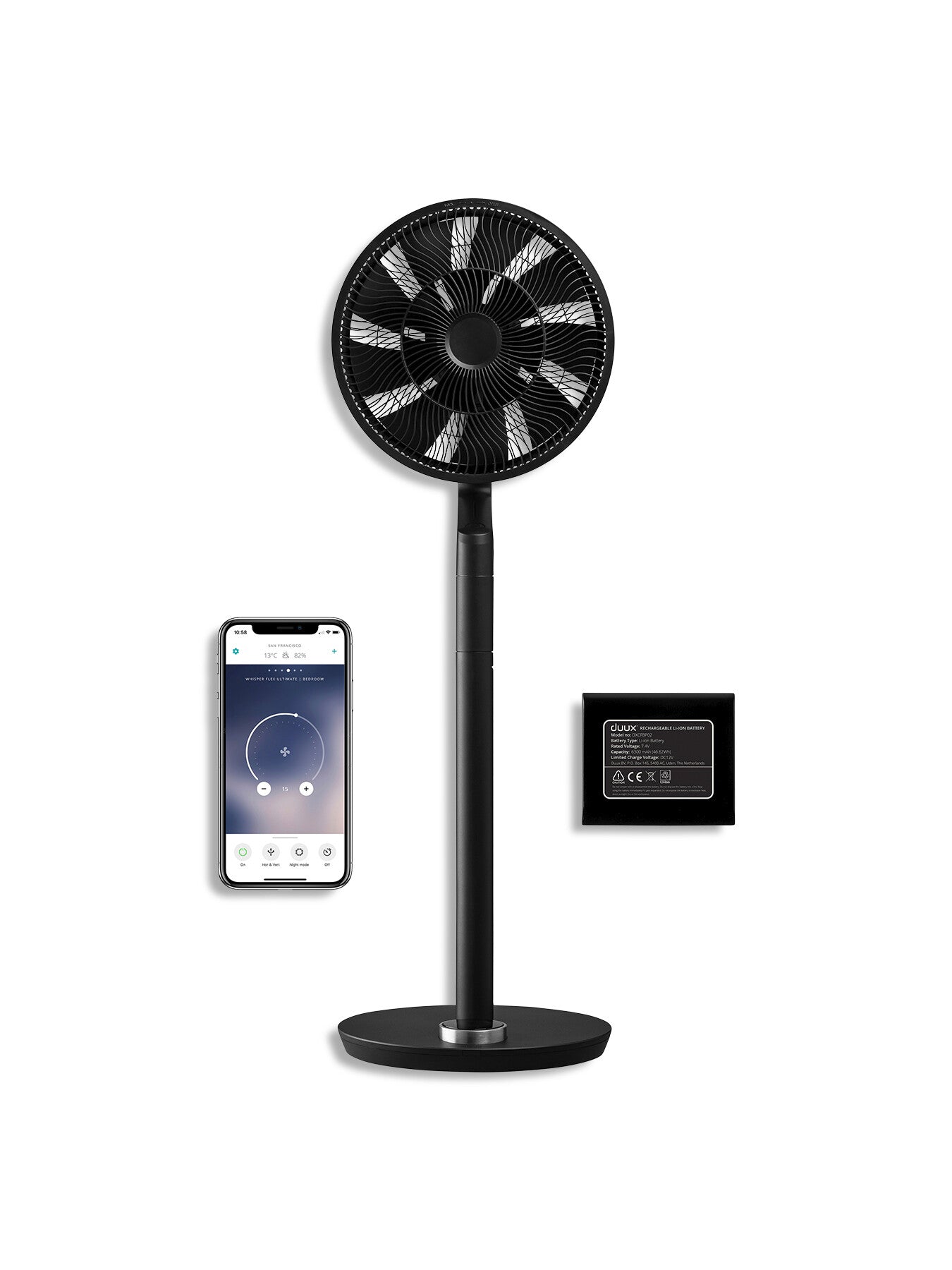 Whisper Flex Ultimate Fan Black and Battery Pack