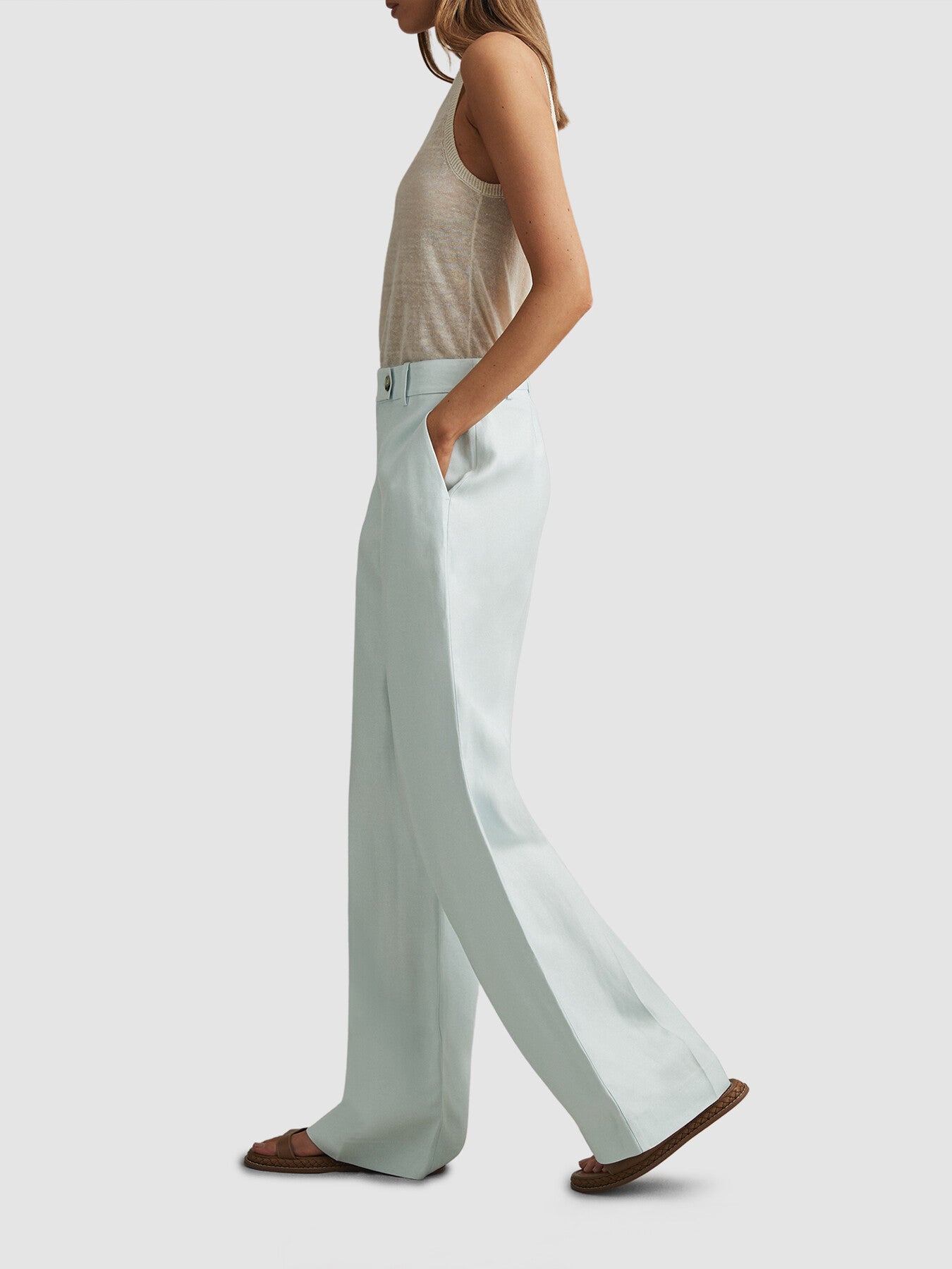 Lori Viscose-Linen Wide Leg Suit Trousers