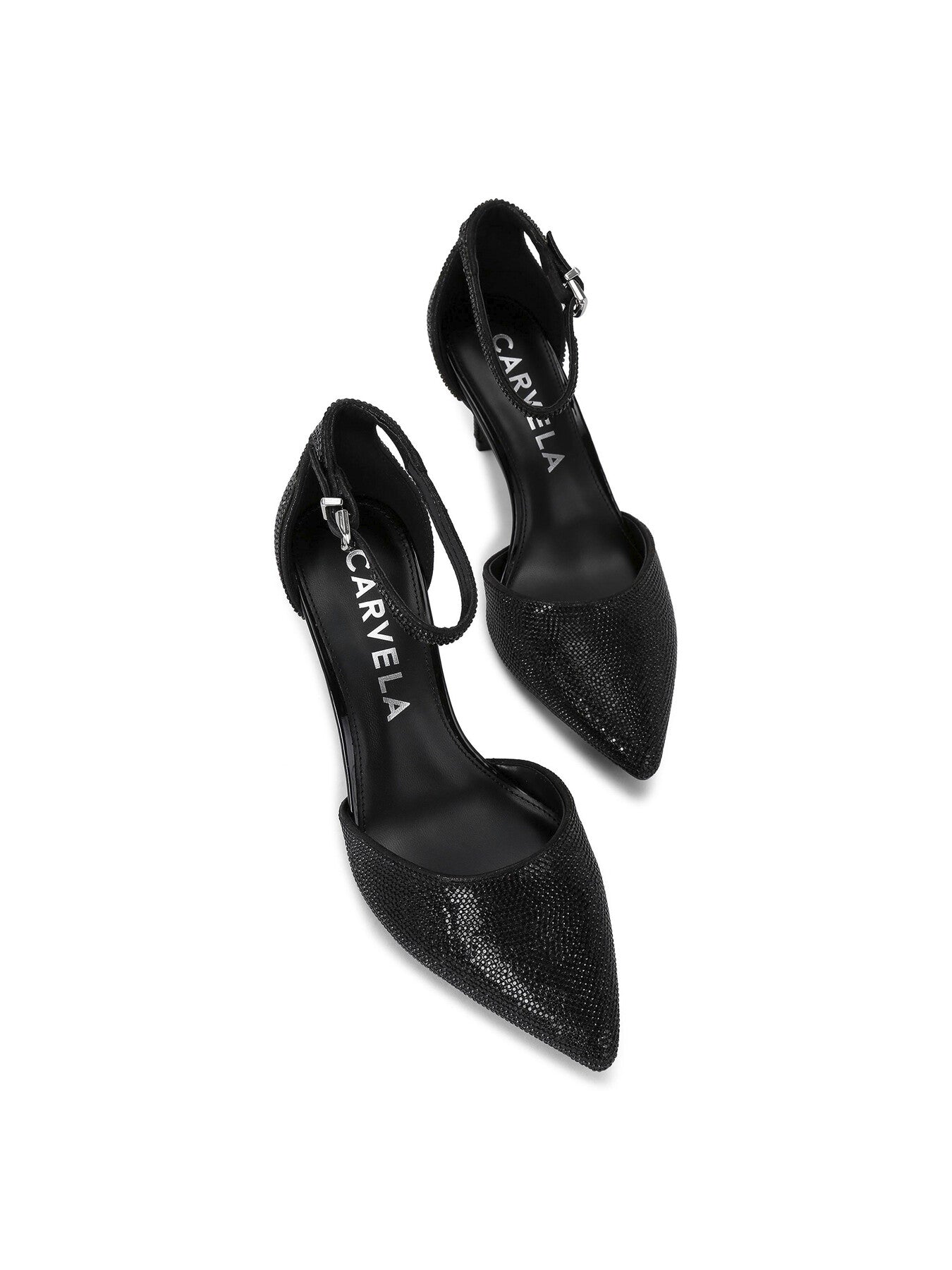 Shine Fabric Court Shoes Black