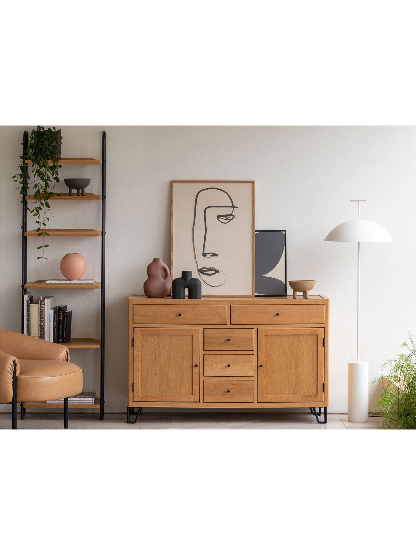 Brunel Lean To Narrow Shelves Oak