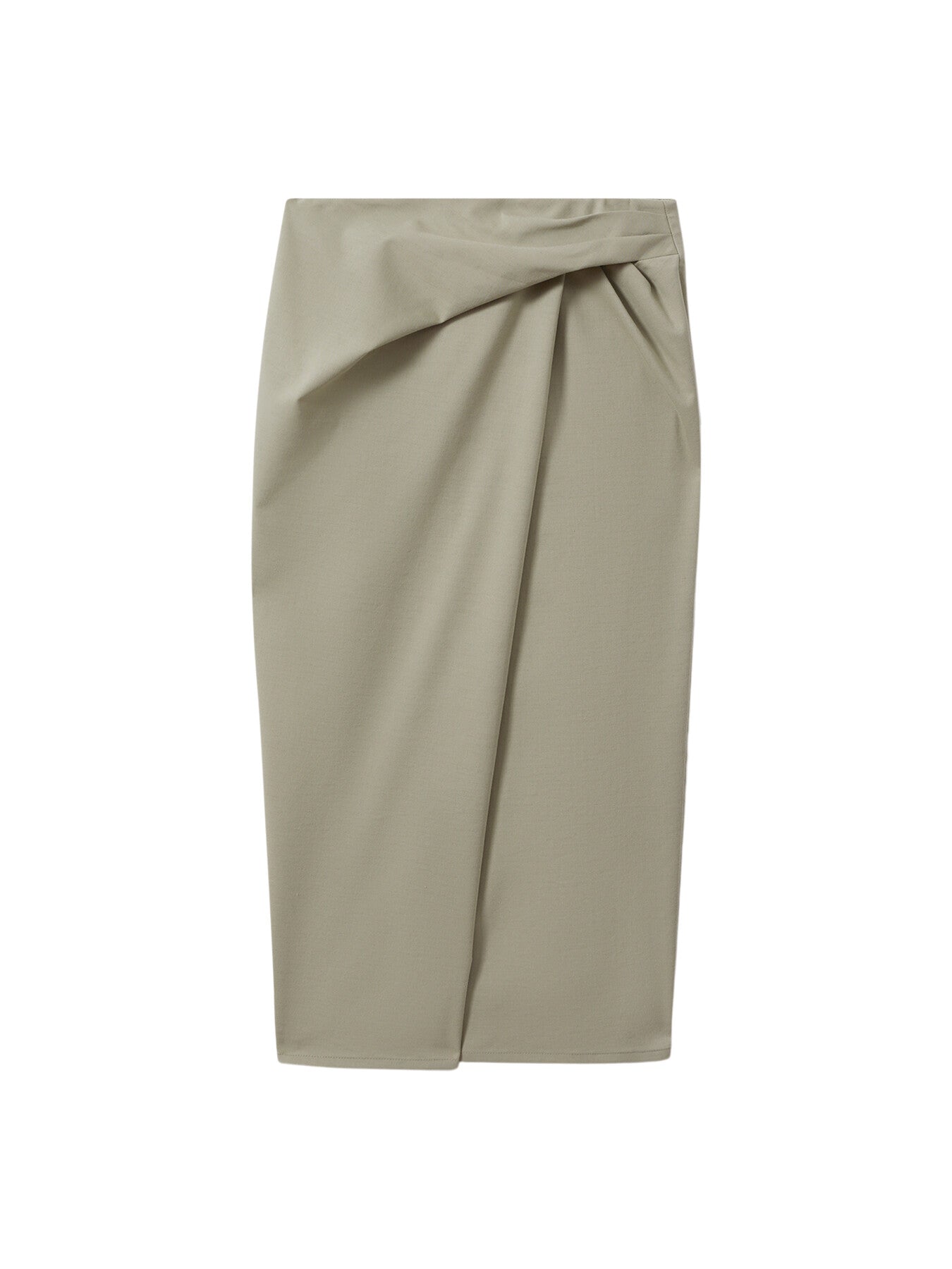 Nadia Cotton Blend Wrap Front Midi Skirt