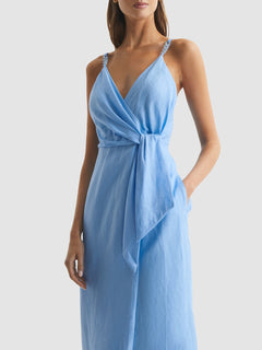 Esme Linen Side Tie Midi Dress – Fenwick