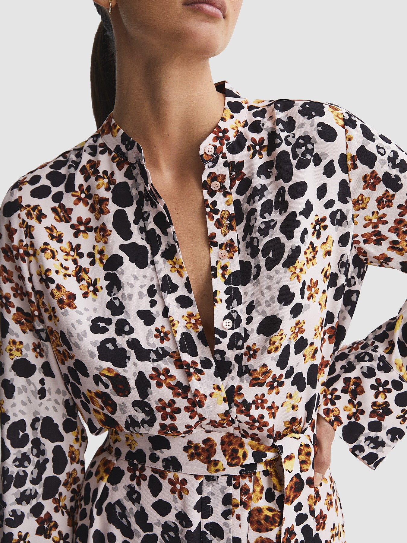 Sylvie Animal Print Asymmetric Belted Dress