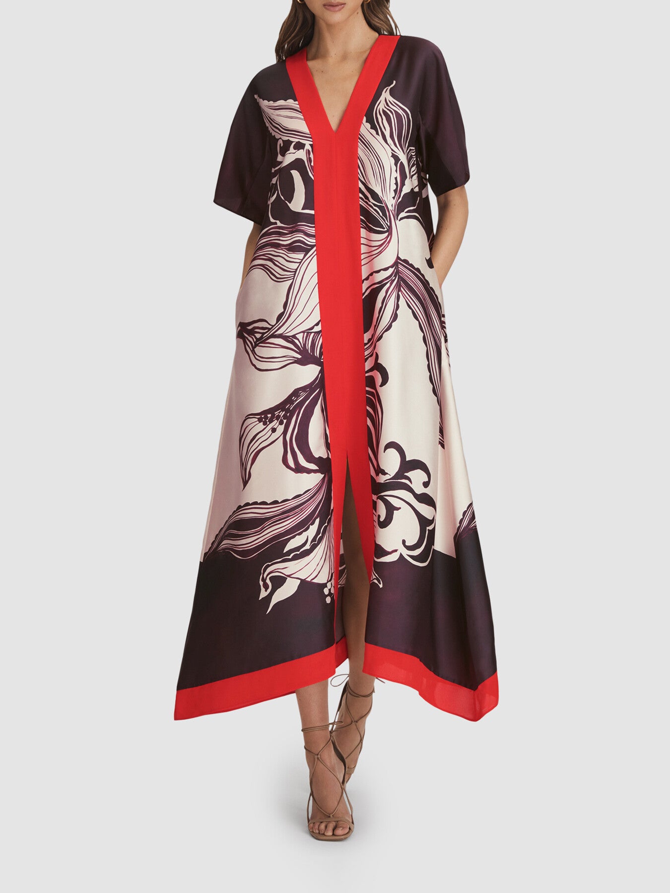 Hanna Printed Front Split Midi Dress