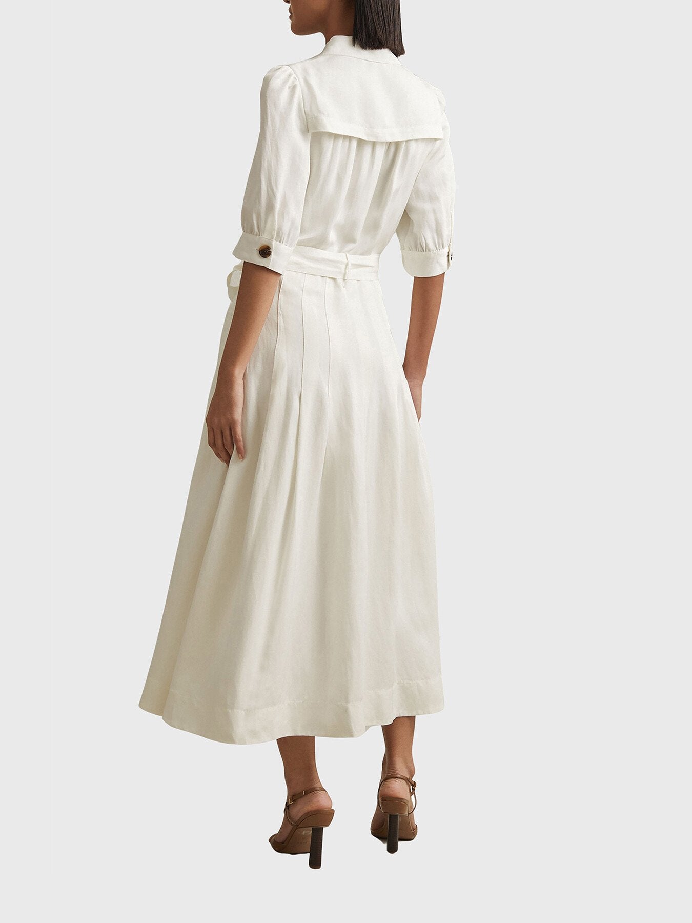 Malika Belted Cap Sleeve Midi Dress