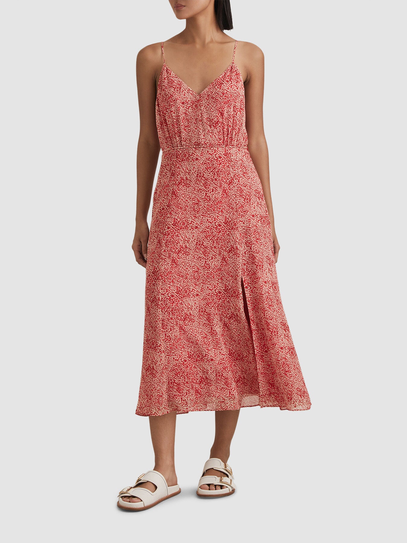 Olivia Printed Belted Midi Dress